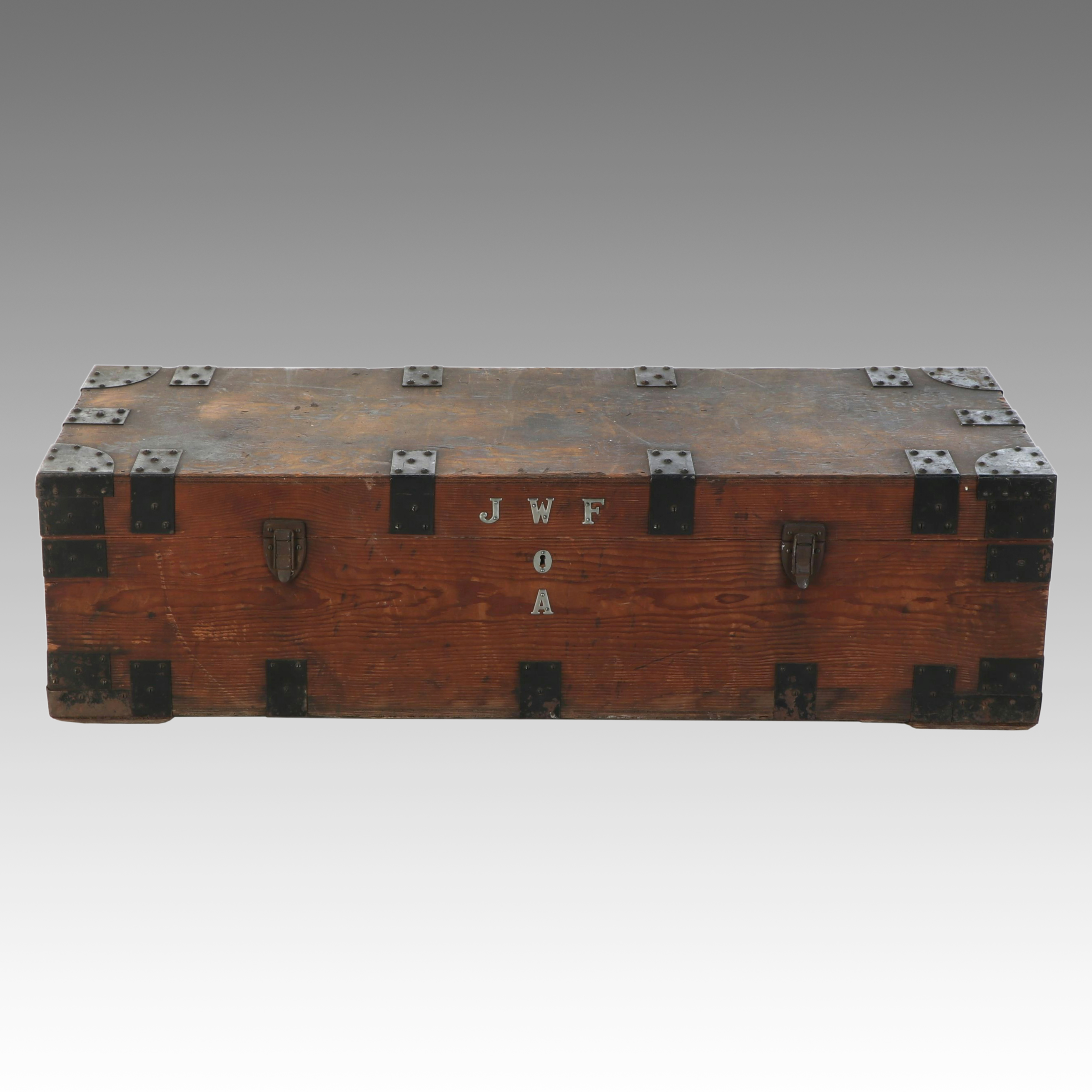 Antique Pine Storage Trunk