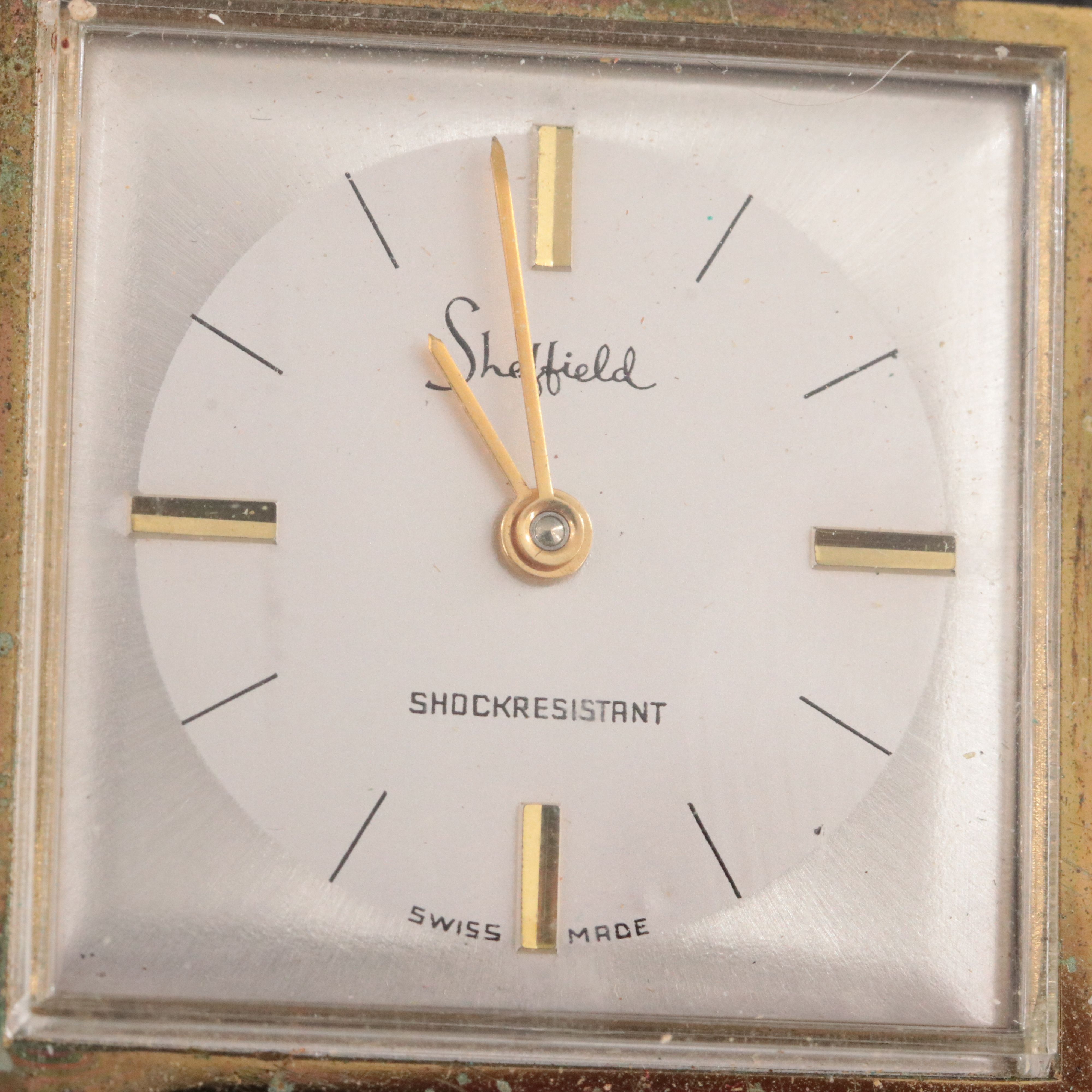 Sheffield Swiss Stem Wind Travel Clock with Exhibition Case Back