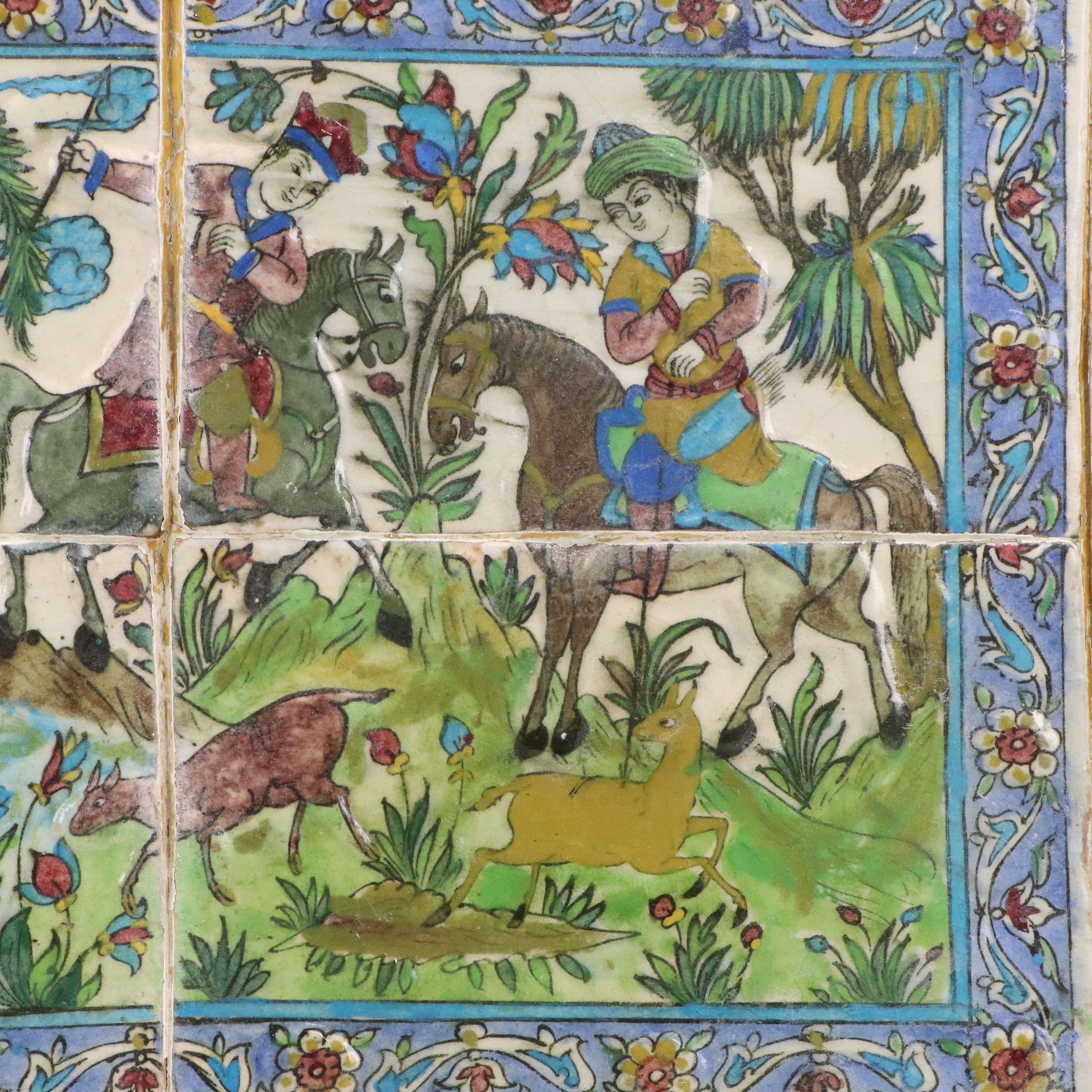 Persian Qajar Style Ceramic Tile Mosaic, Late 19th to Early 20th Century