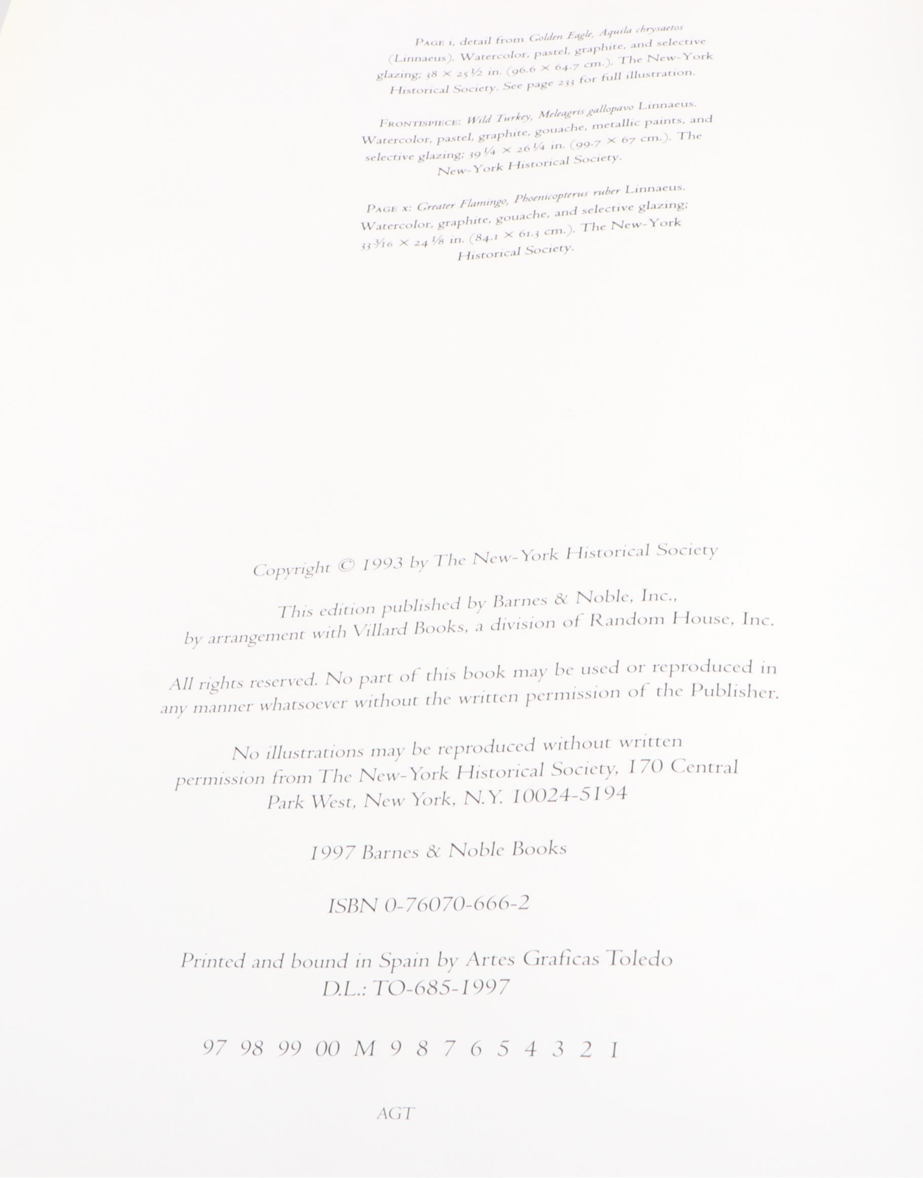 First Edition Thus "John James Audubon: Watercolors for The Birds of America"