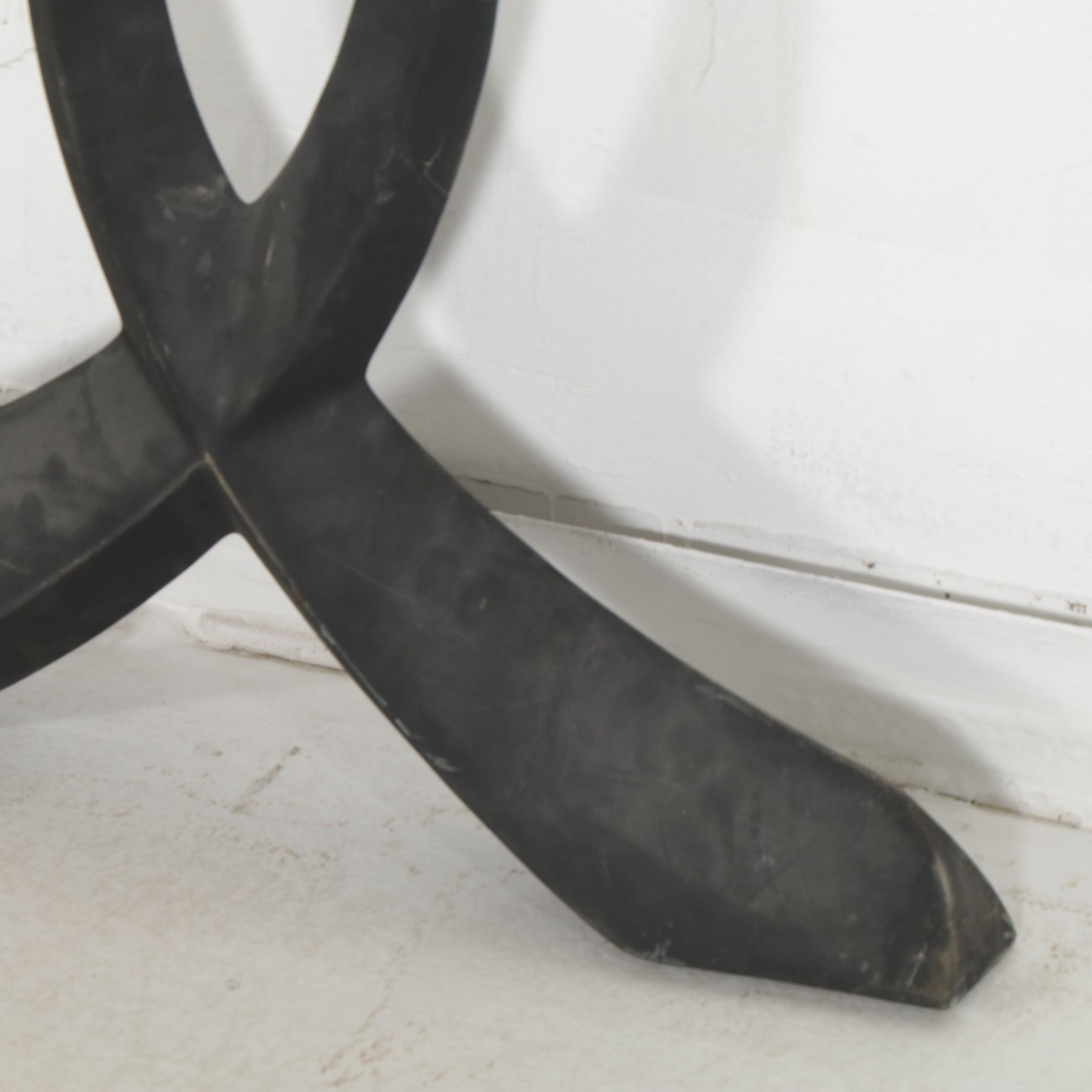 Postmodern Dining Table with Recovered Hardwood Industrial Tabletop