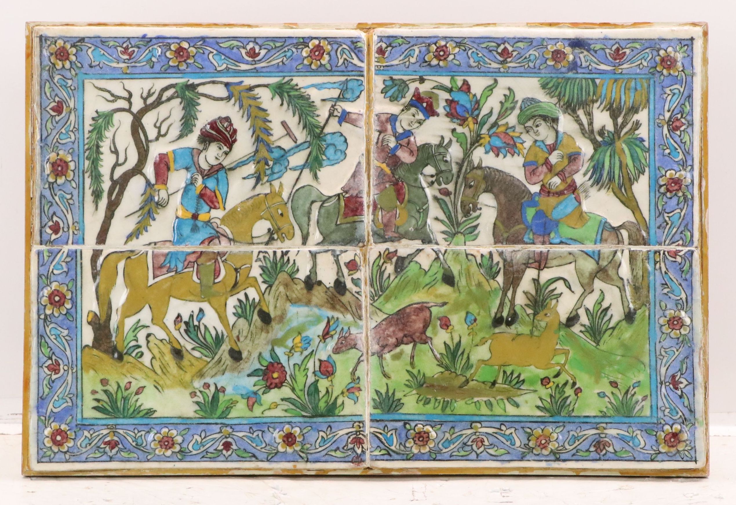 Persian Qajar Style Ceramic Tile Mosaic, Late 19th to Early 20th Century