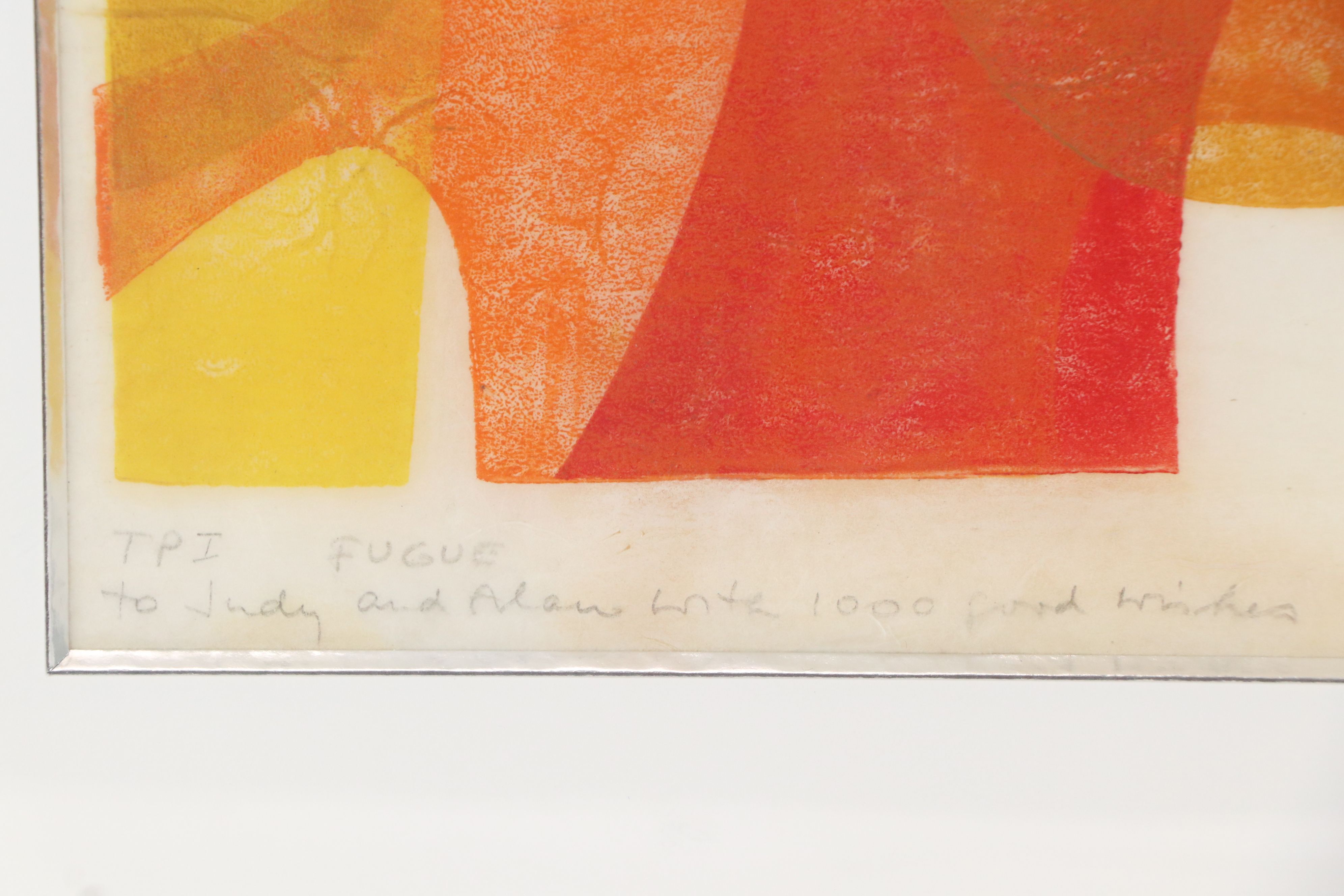 Elizabeth Monath Linocut "TPI Fugue," Mid-20th Century