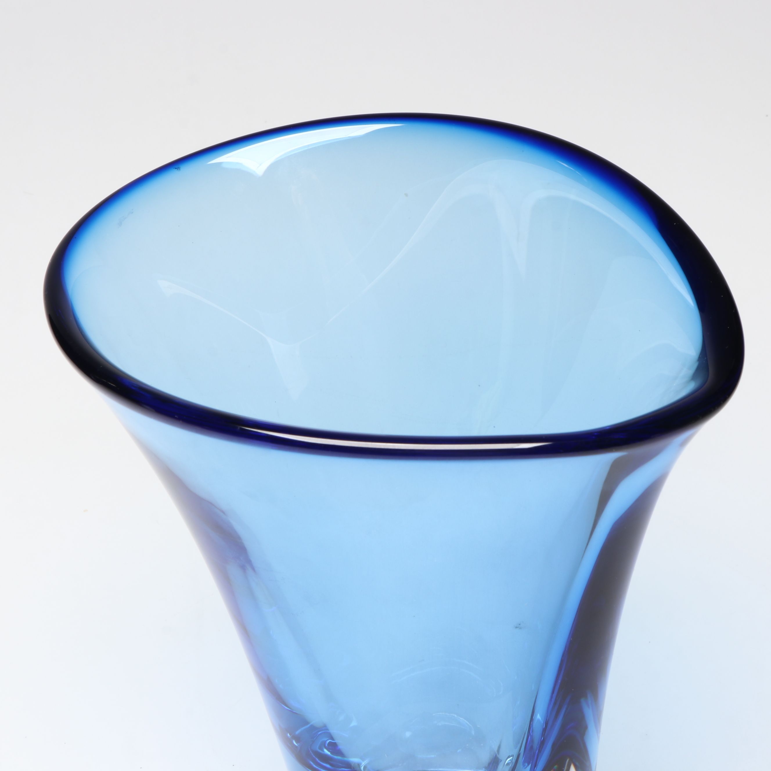 Kosta Boda Clear Cased Blue Art Glass Vase