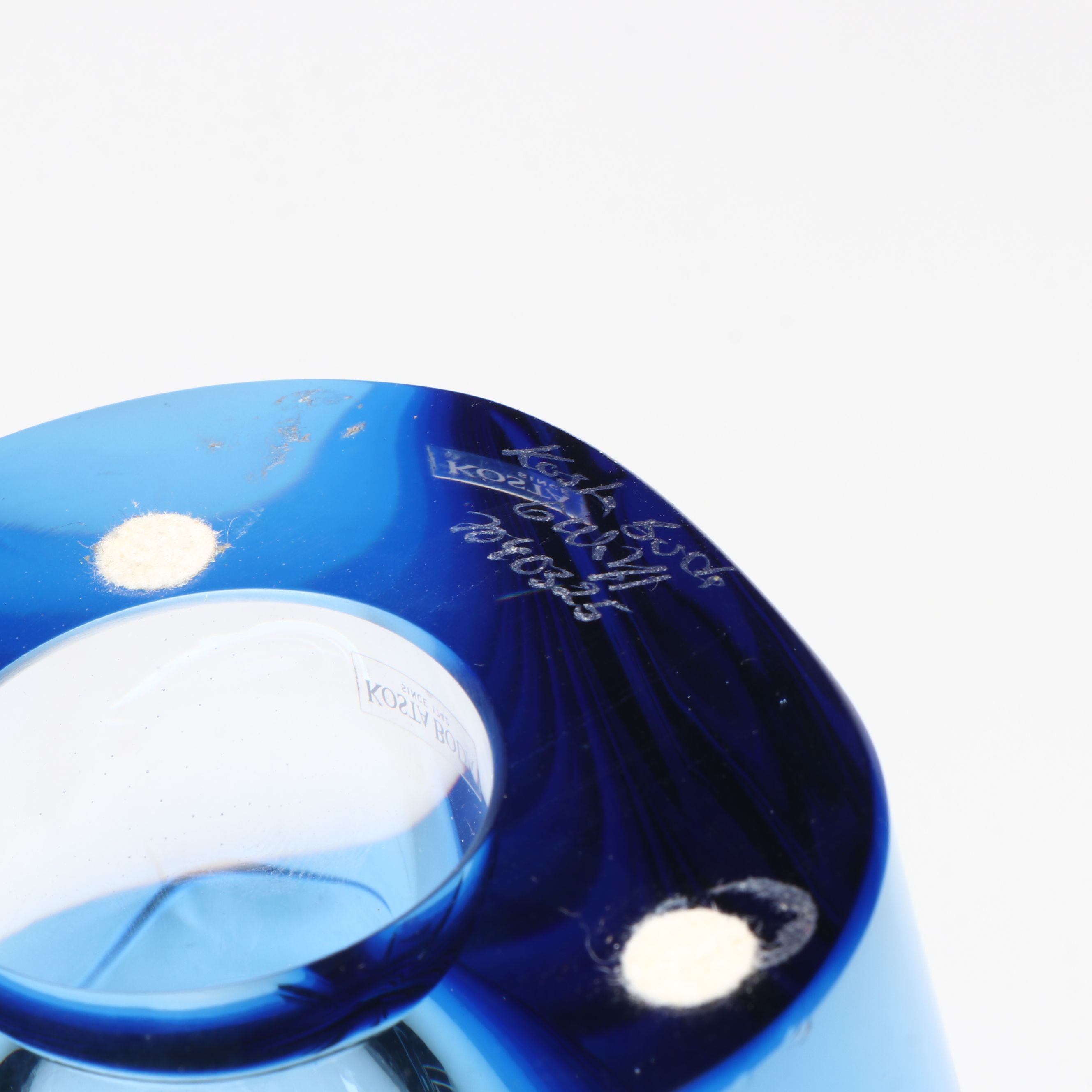 Kosta Boda Clear Cased Blue Art Glass Vase