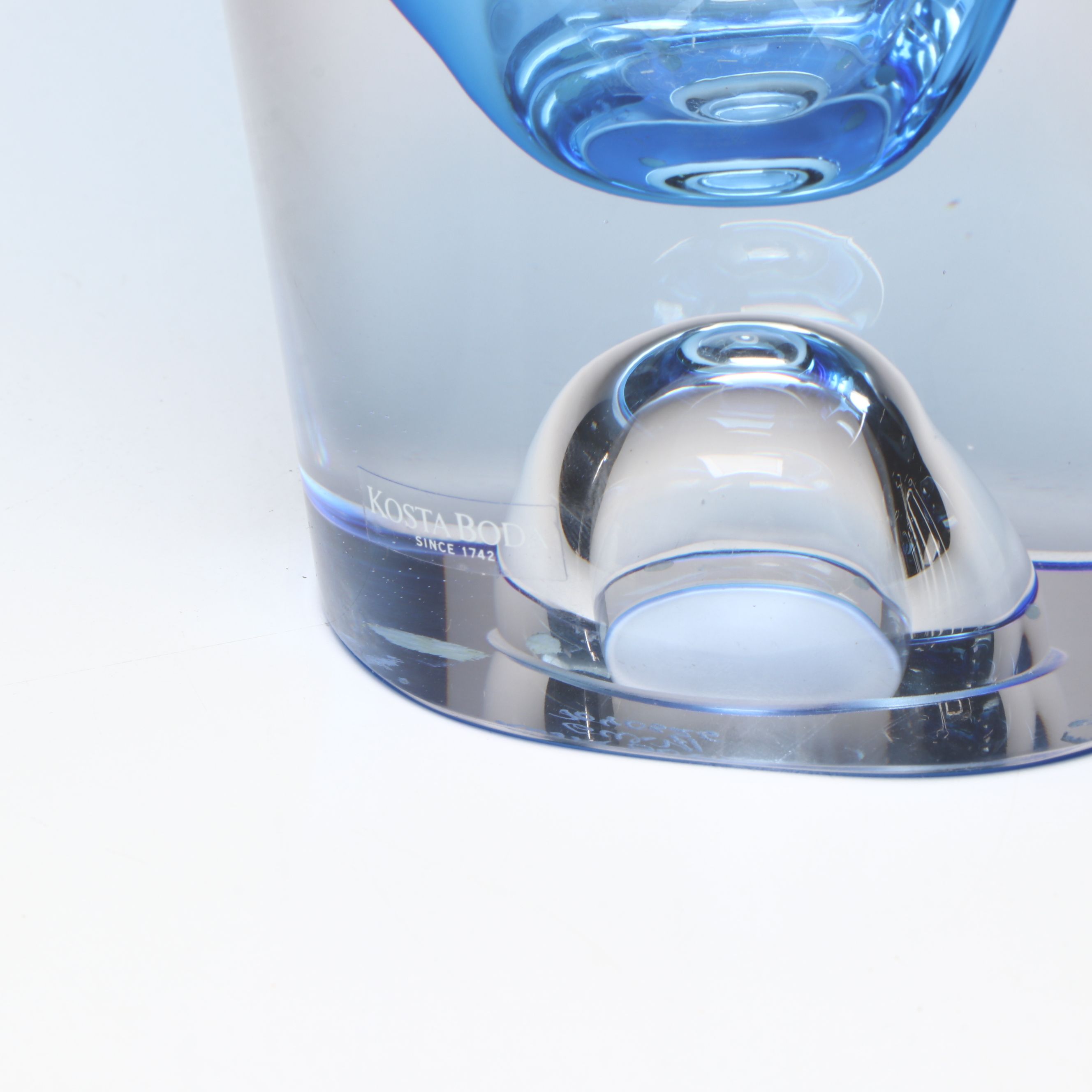 Kosta Boda Clear Cased Blue Art Glass Vase