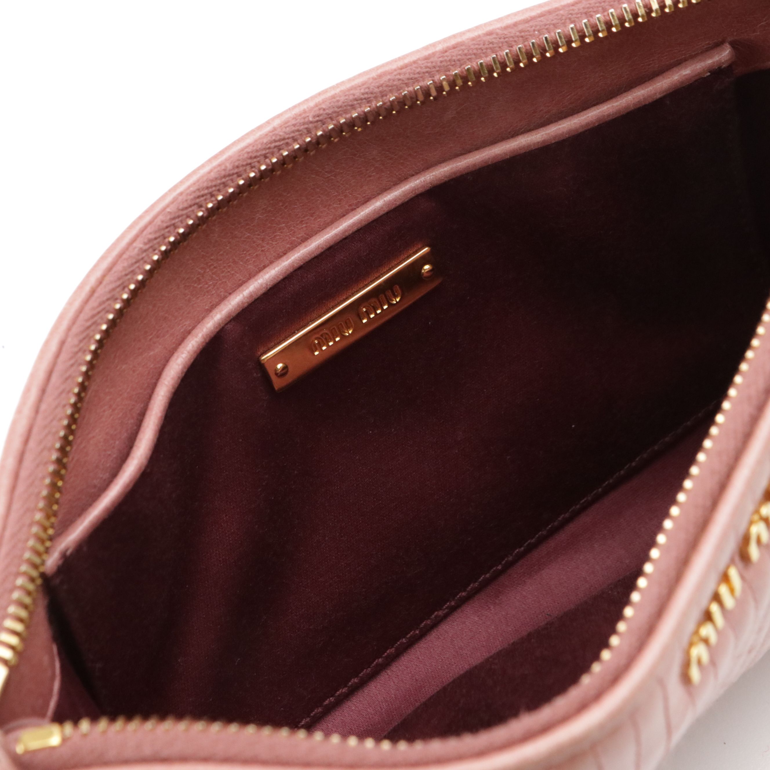 Miu Miu Wristlet Clutch in Matelassé Crinkled Calfskin Leather