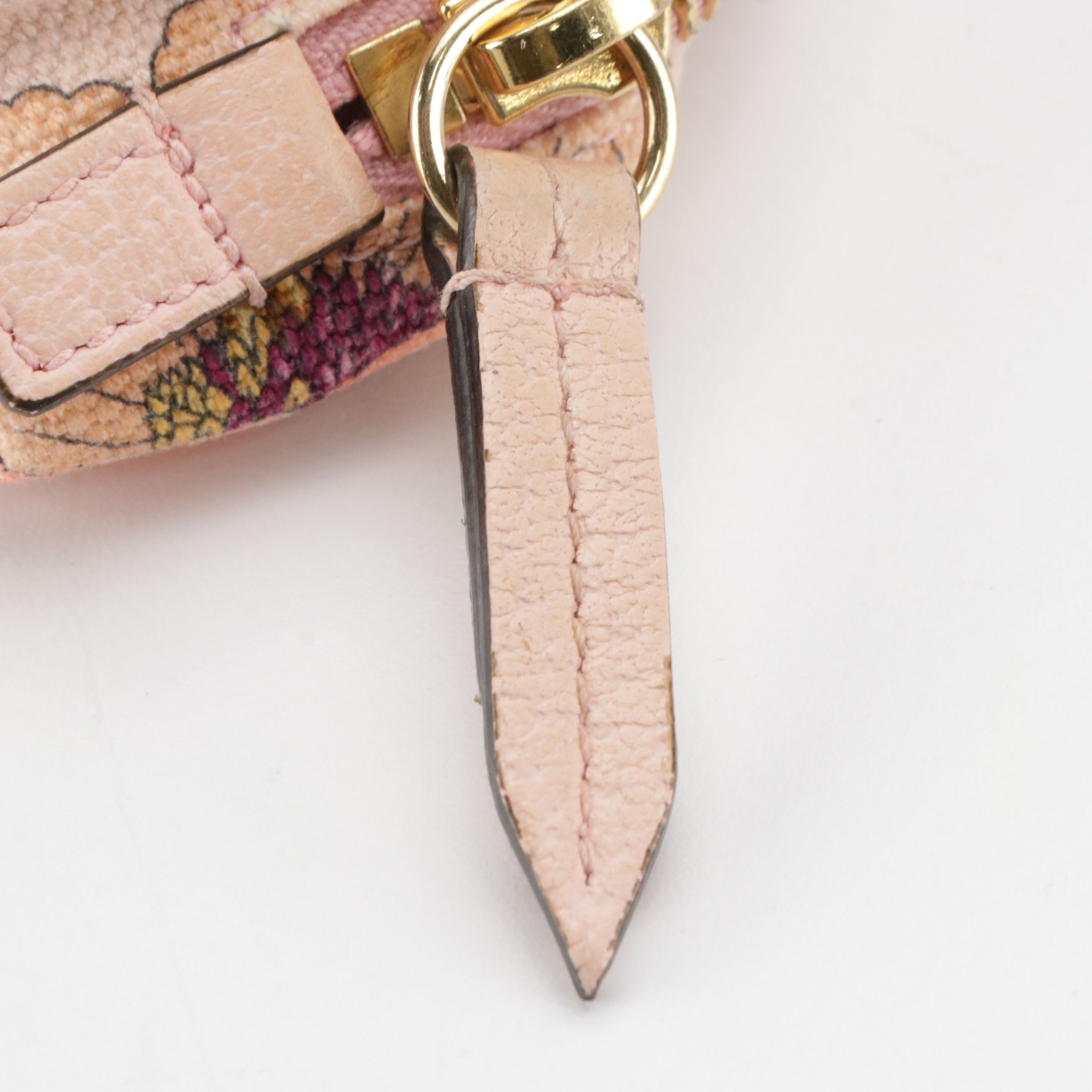 Gucci Limited Edition Flora Canvas Zip Pouch with Pink Leather Trim