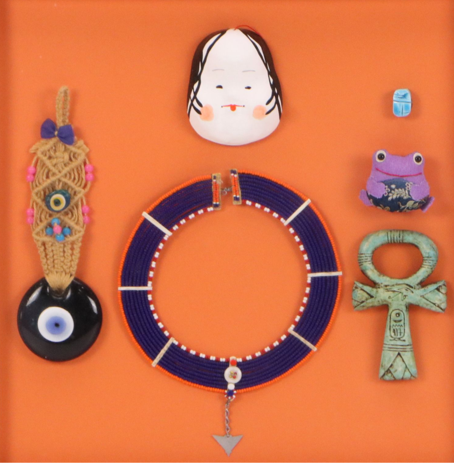 Cultural Amulets and Talismans Including Evil Eye, Maasai Collar, More