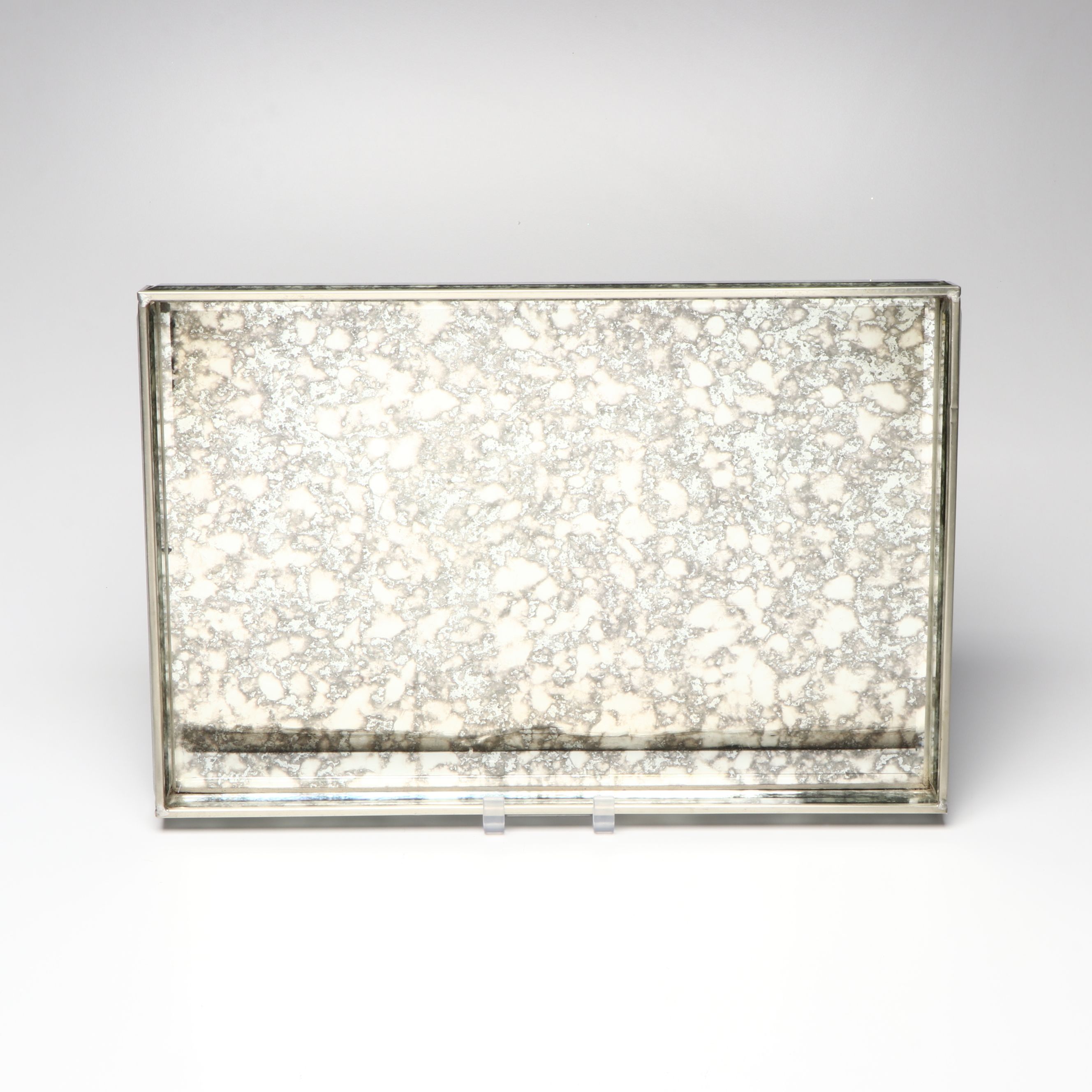 Contemporary White and Silvered Vases and Tray