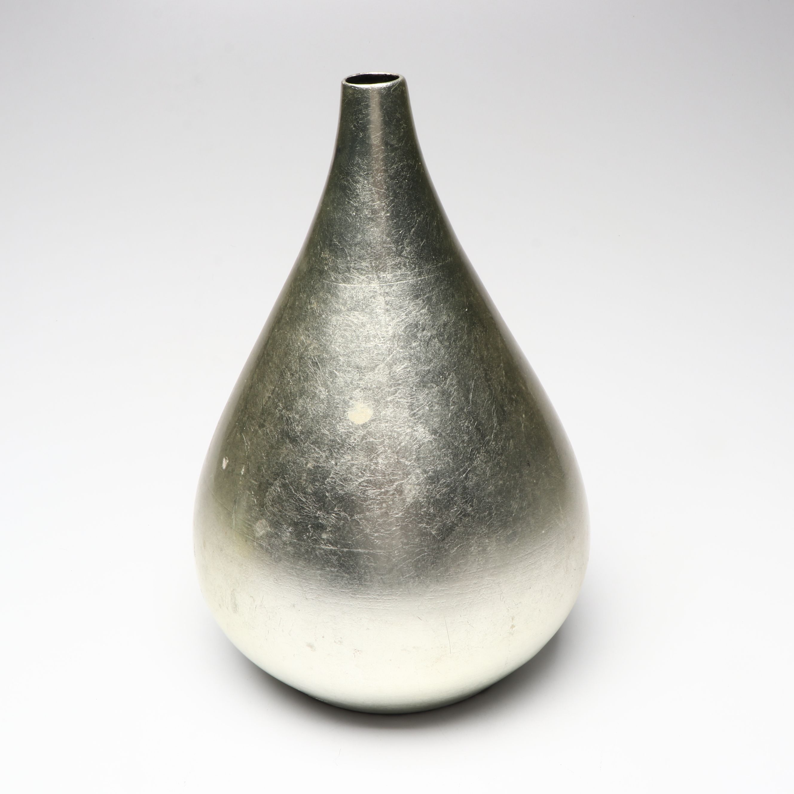 Contemporary White and Silvered Vases and Tray