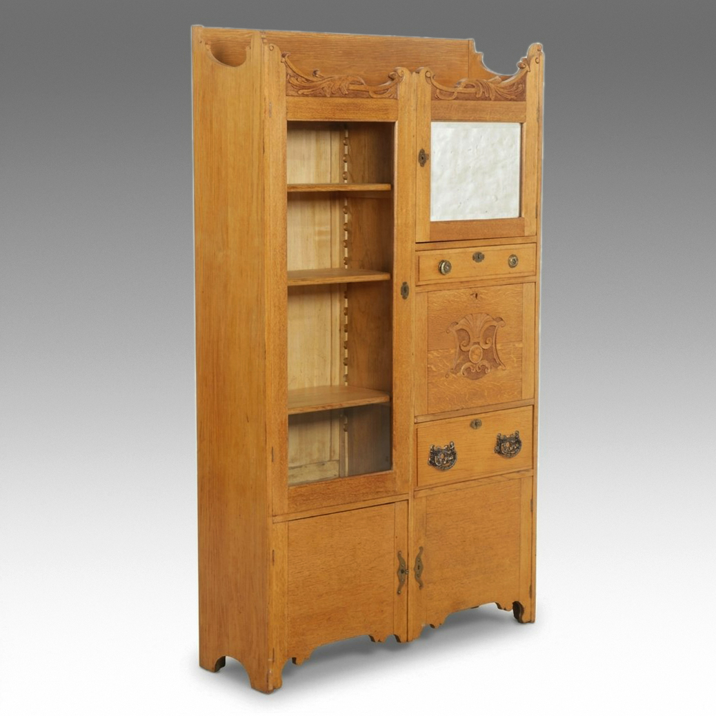 Late Victorian West End Furniture Co. Oak Side-by-Side Secretary Bookcase