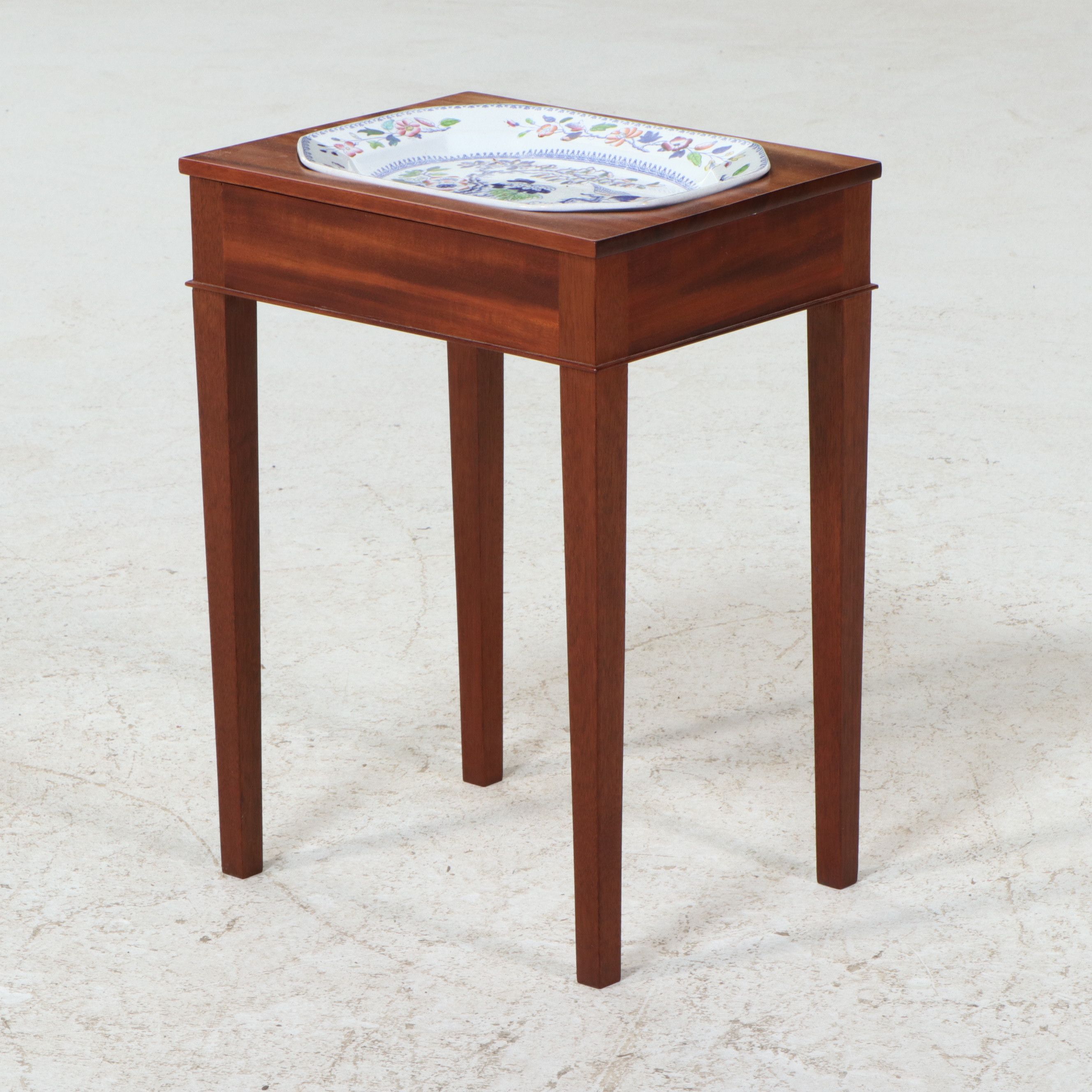 Federal Style Mahogany Table with Hicks & Meigh Flying Bird Platter Insert