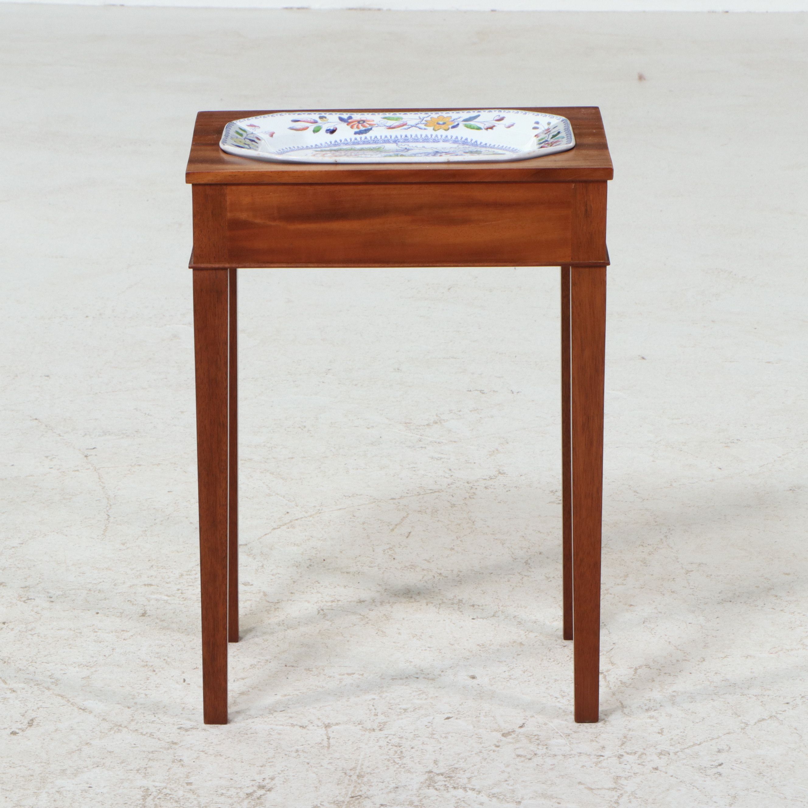 Federal Style Mahogany Table with Hicks & Meigh Flying Bird Platter Insert