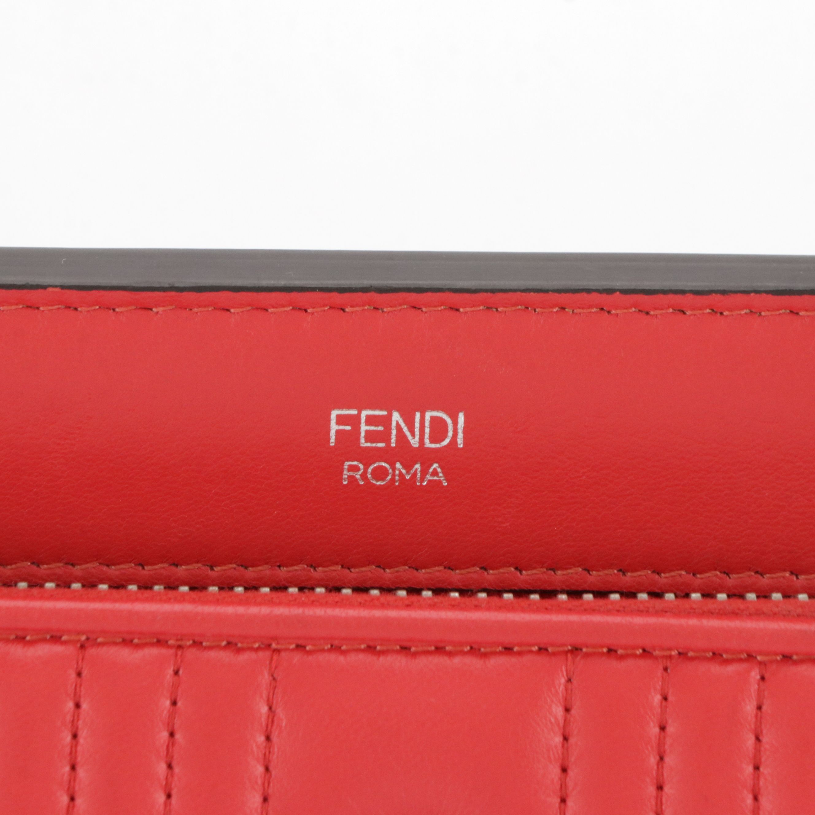 Fendi Small DotCom Click Convertible Bag in Red Matelassé Leather