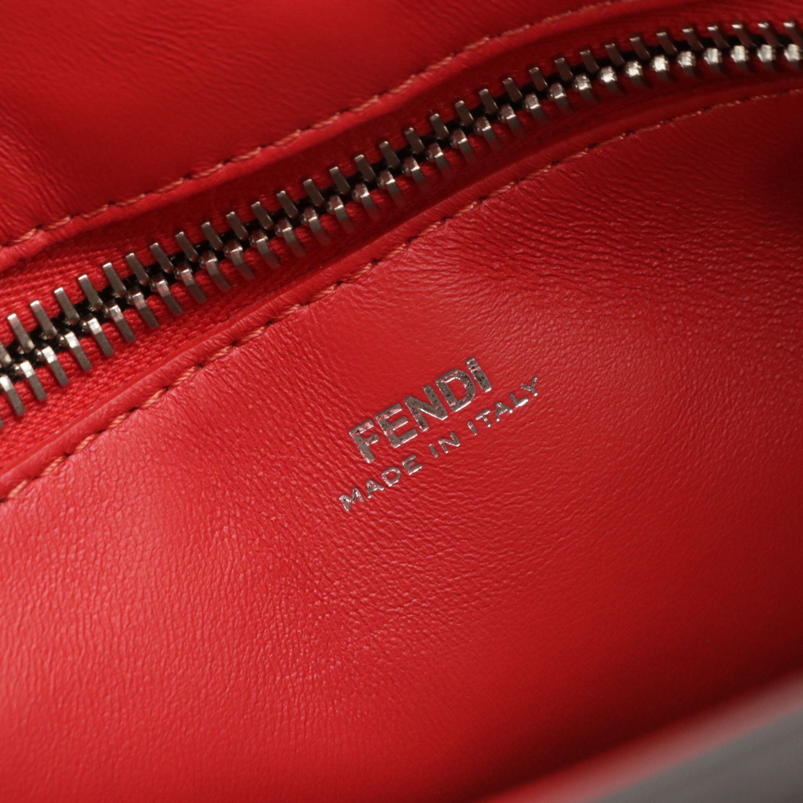 Fendi Small DotCom Click Convertible Bag in Red Matelassé Leather