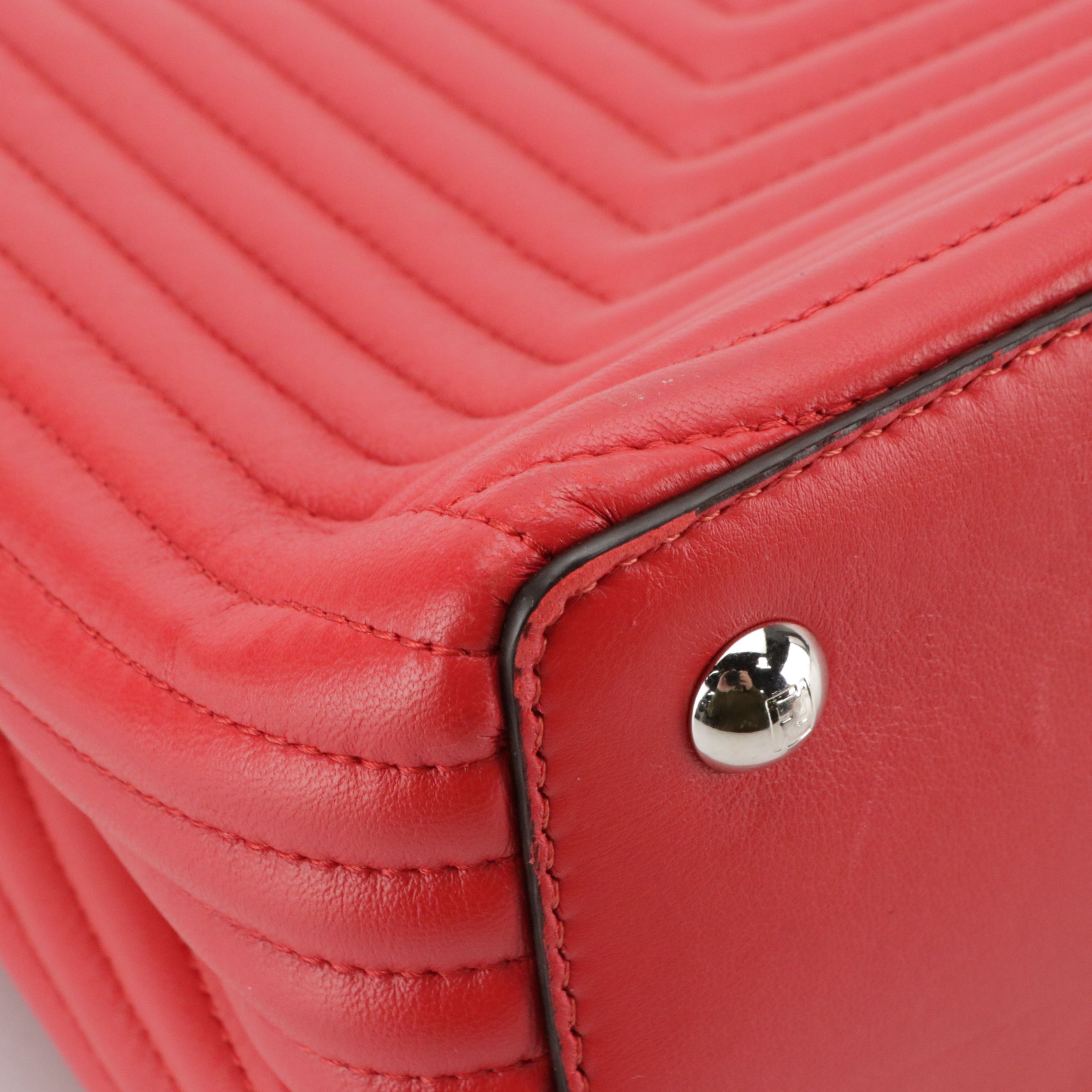 Fendi Small DotCom Click Convertible Bag in Red Matelassé Leather