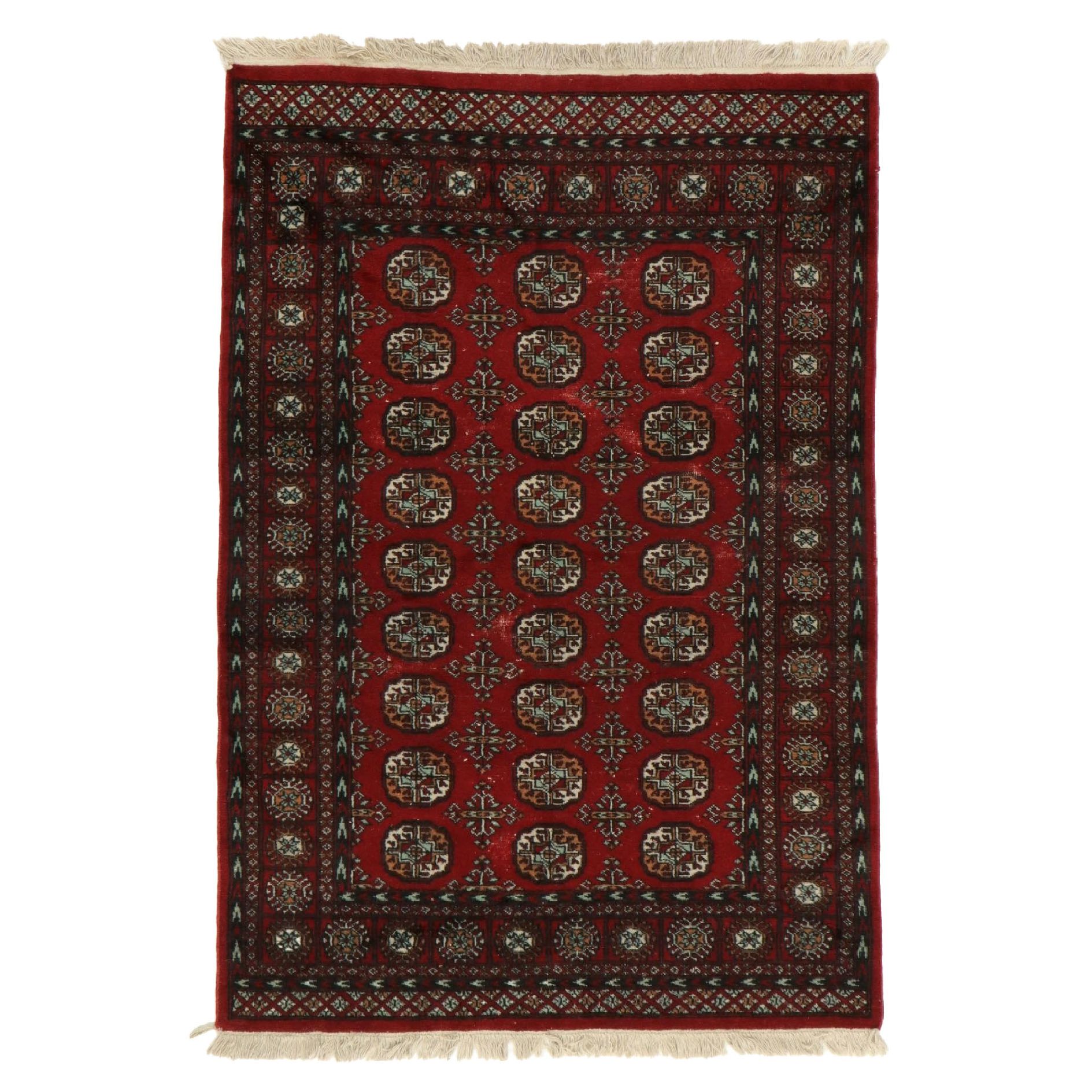 4'1 x 6'4 Hand-Knotted Pakistani Bokhara Area Rug