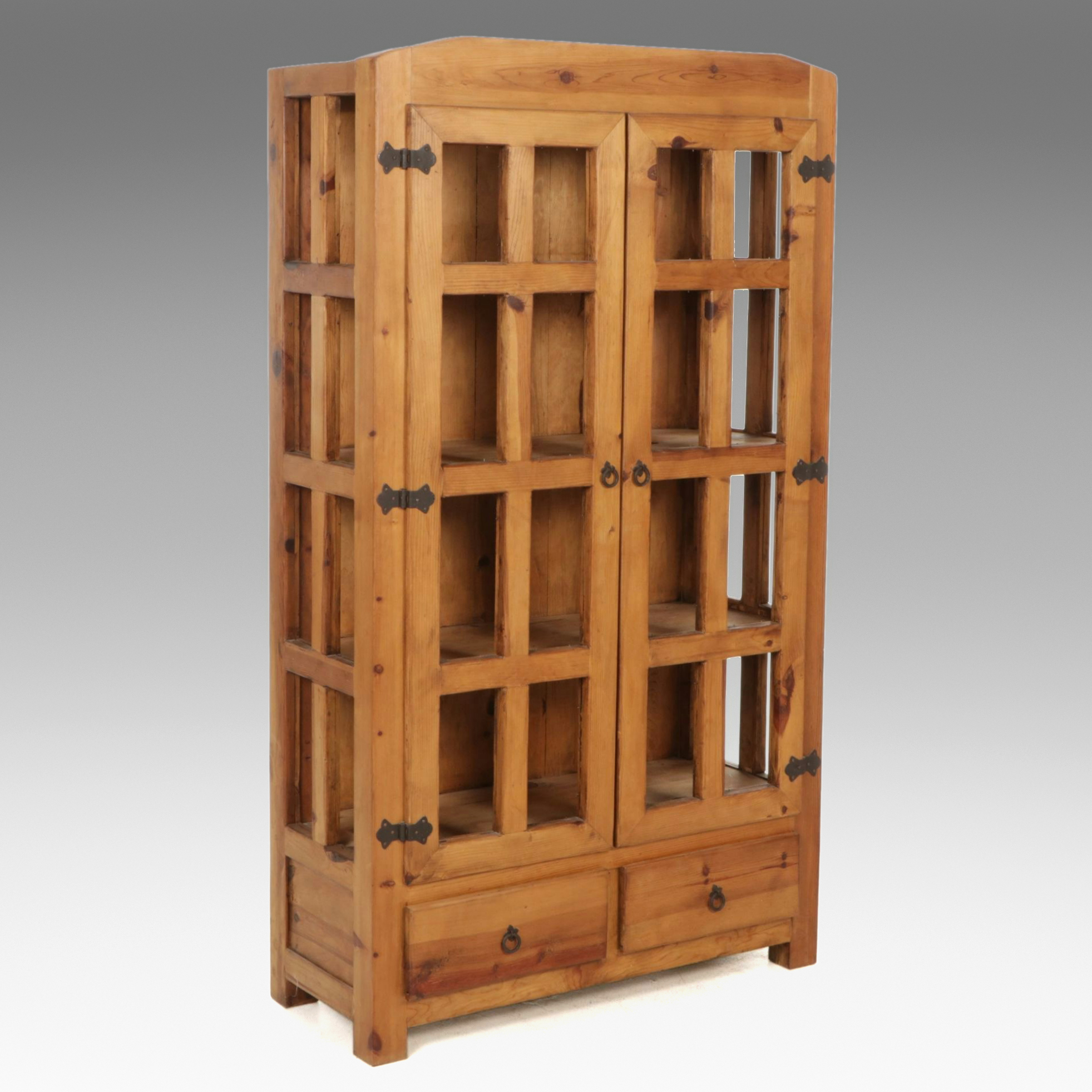 Mexican Southwestern Style Rustic Pine Storage Shelf
