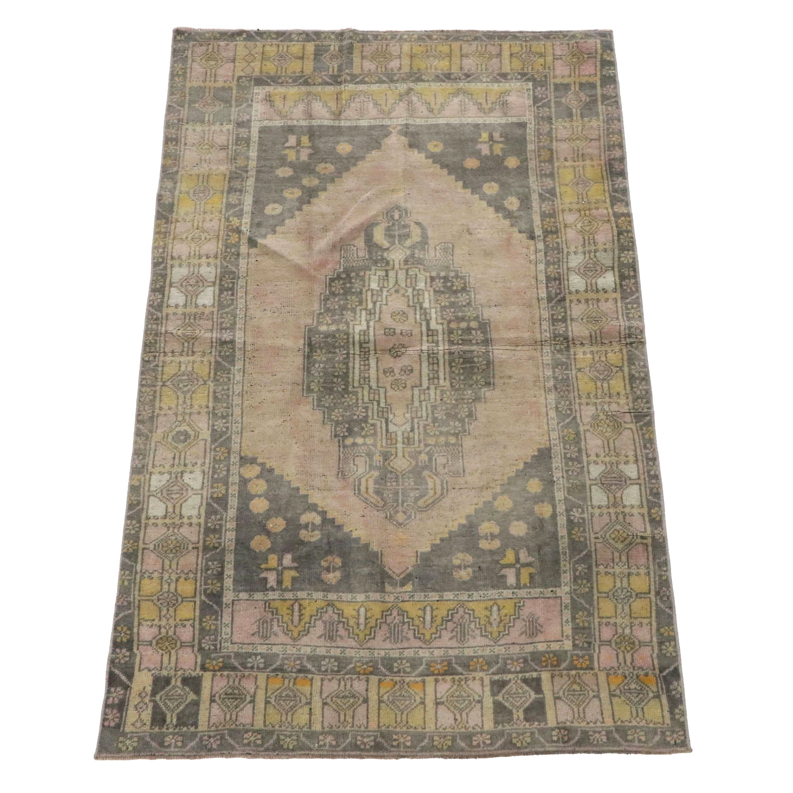 4'3 x 7'1 Hand-Knotted Turkish Anatolian Area Rug