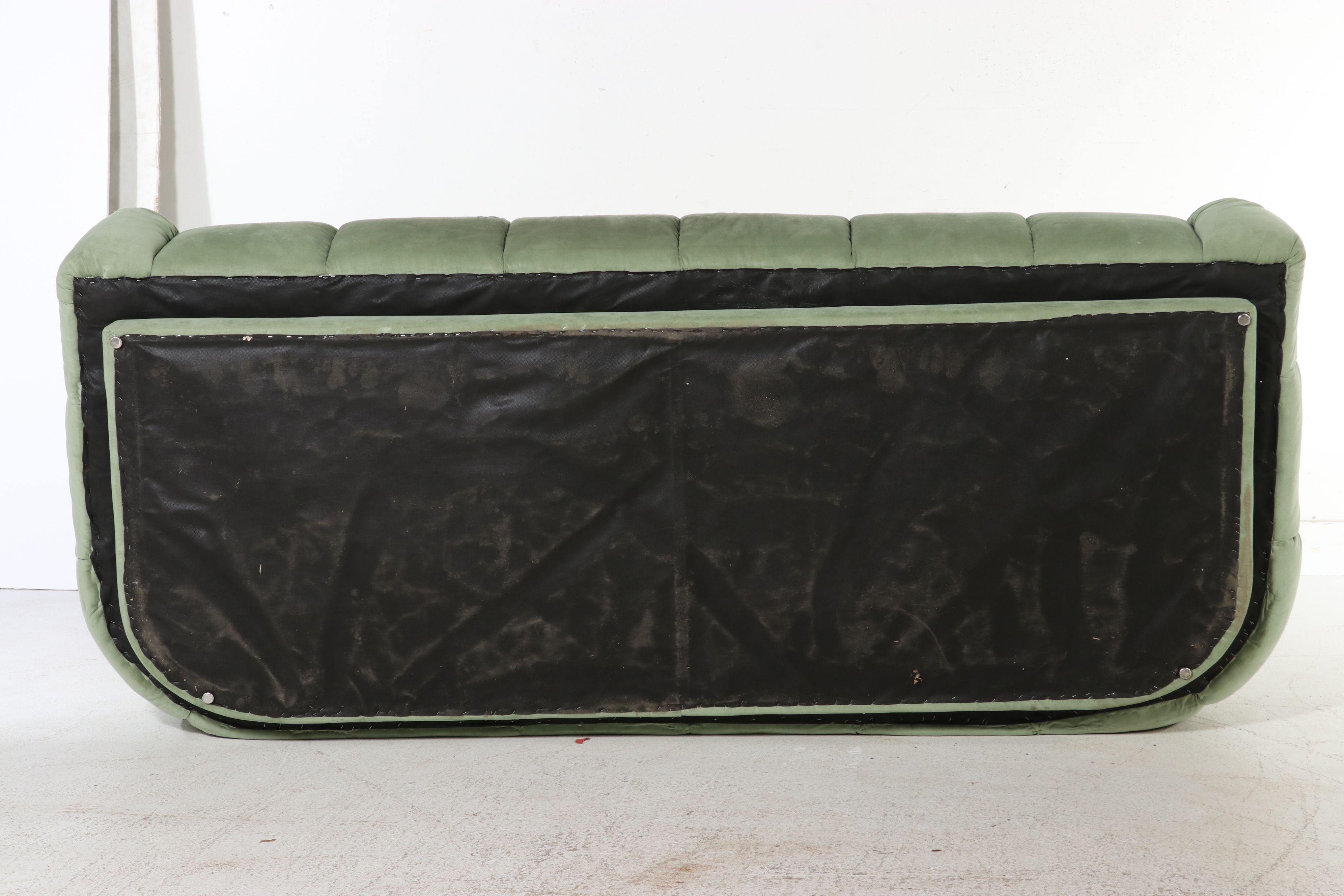 Postmodern Sage Green Microfiber Sofa with Accent Pillows