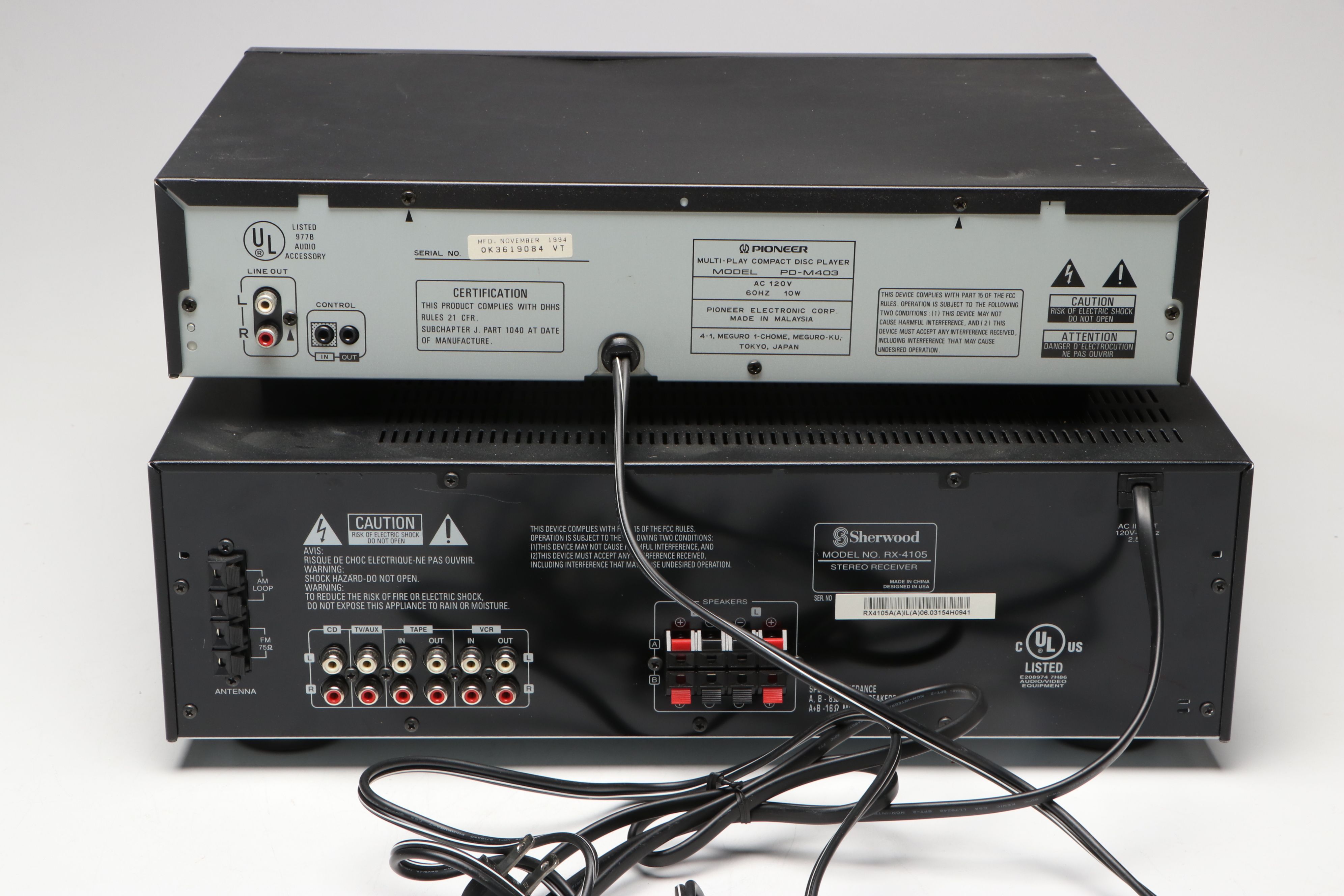 Sherwood RX-4195 Stereo Receiver and Pioneer PD-M403 CD Player
