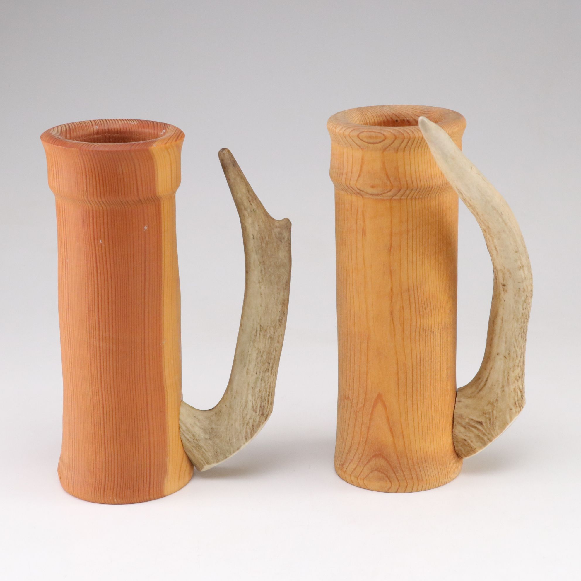 Easter Island Moai Head Tissue Box with Handcrafted Wood & Antler Mugs