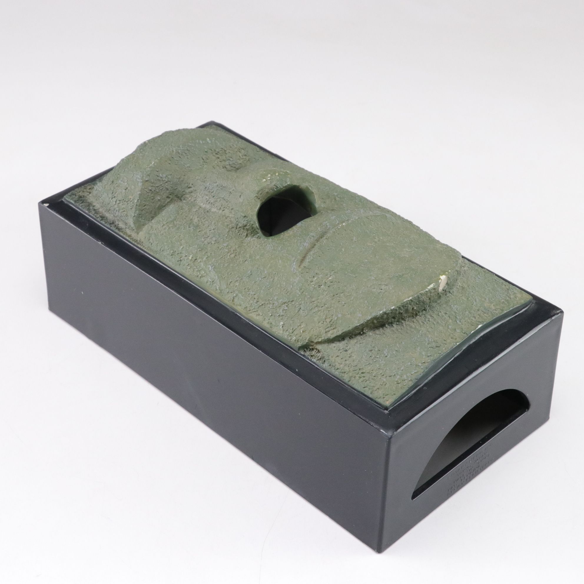 Easter Island Moai Head Tissue Box with Handcrafted Wood & Antler Mugs