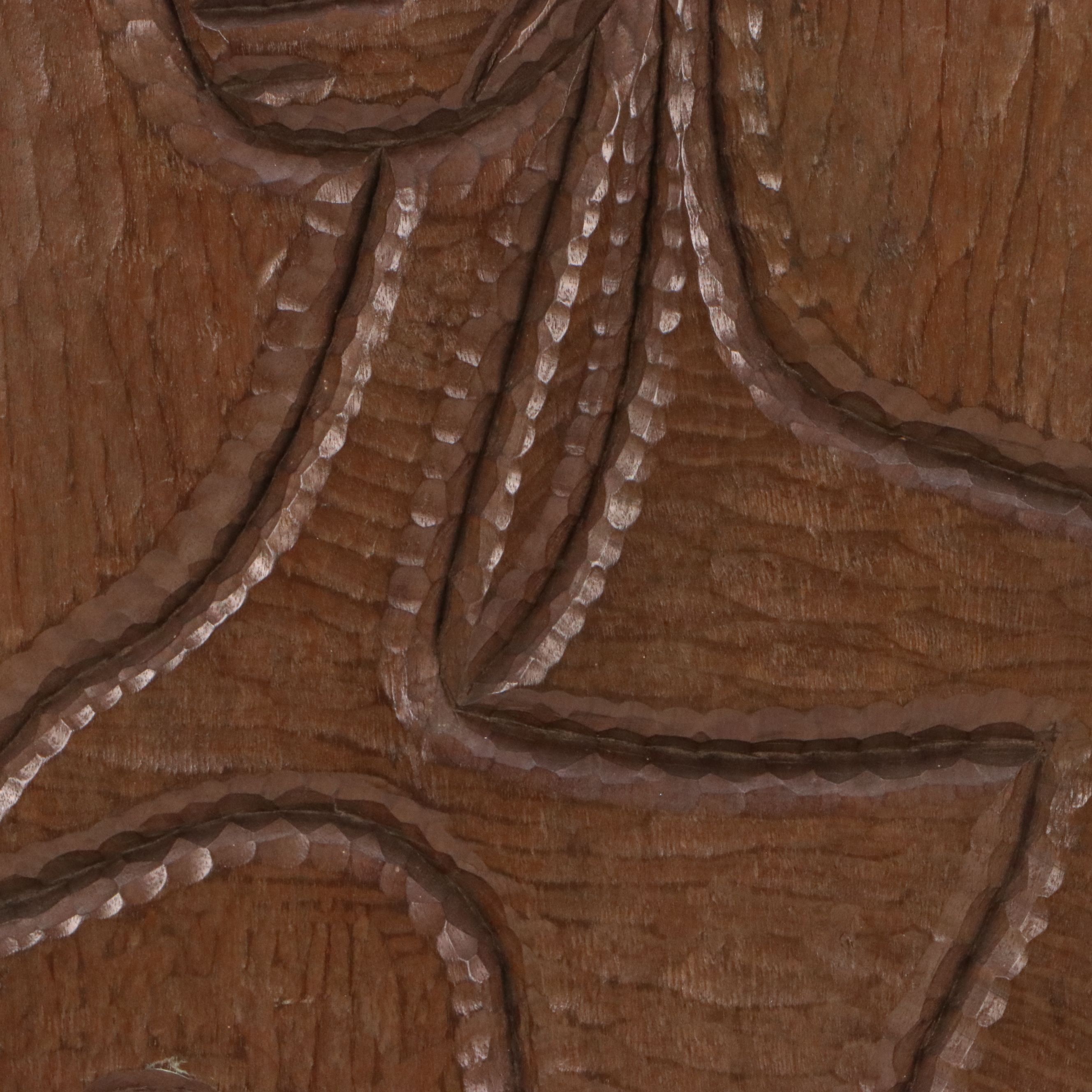 Hand-Carved Wooden Plaque Depicting Man and Sheep