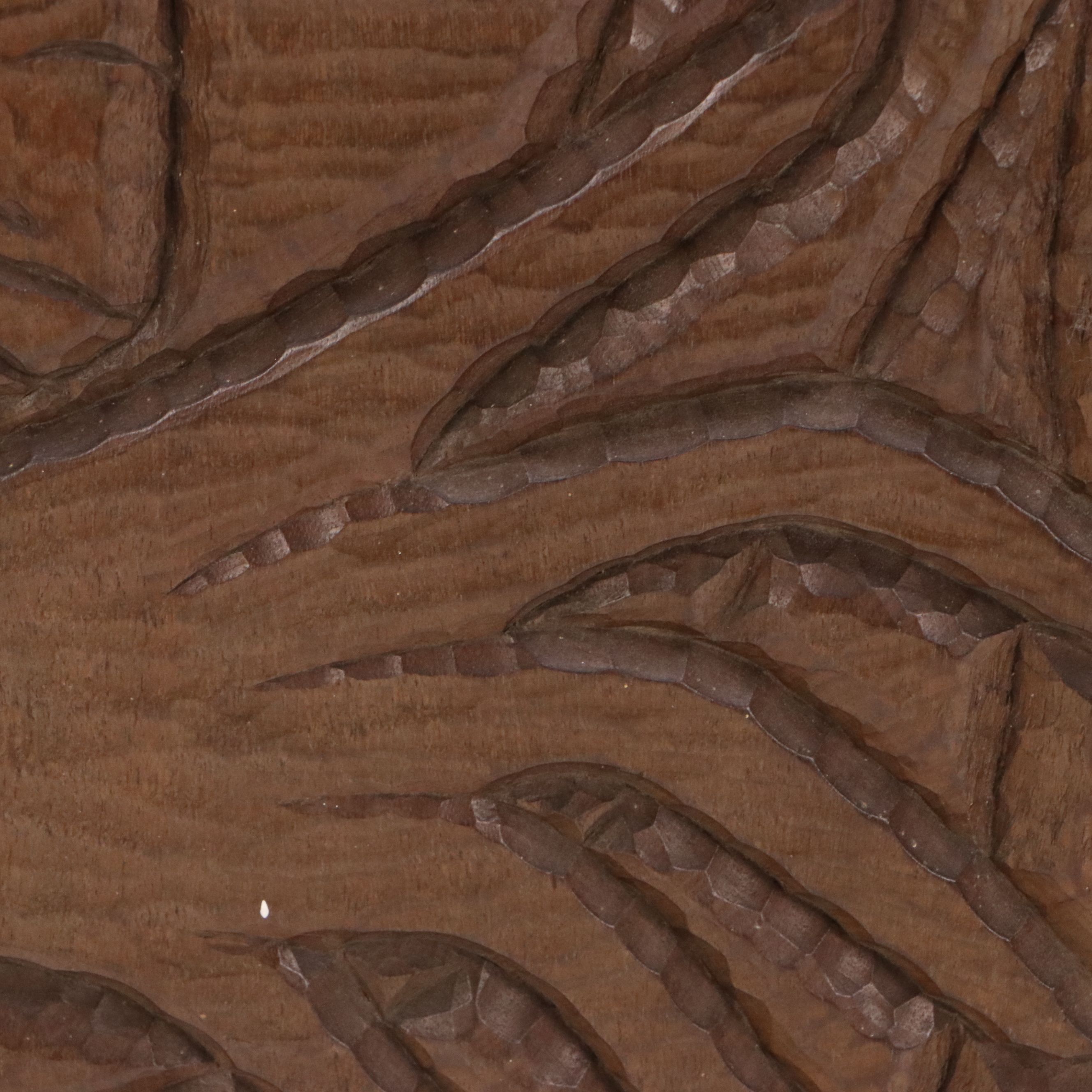 Hand-Carved Wooden Plaque Depicting Man and Sheep