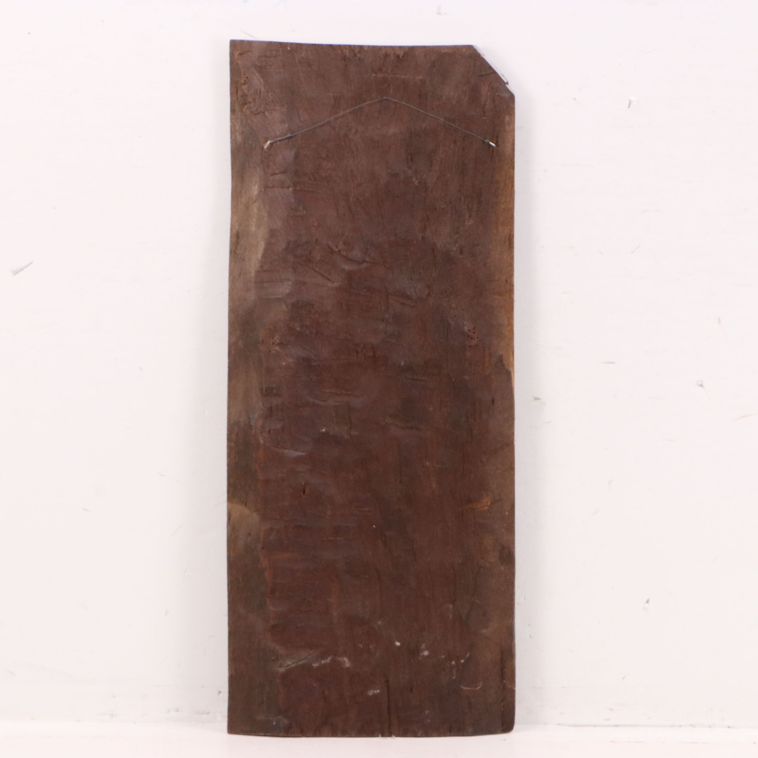 Hand-Carved Wooden Plaque Depicting Man and Sheep