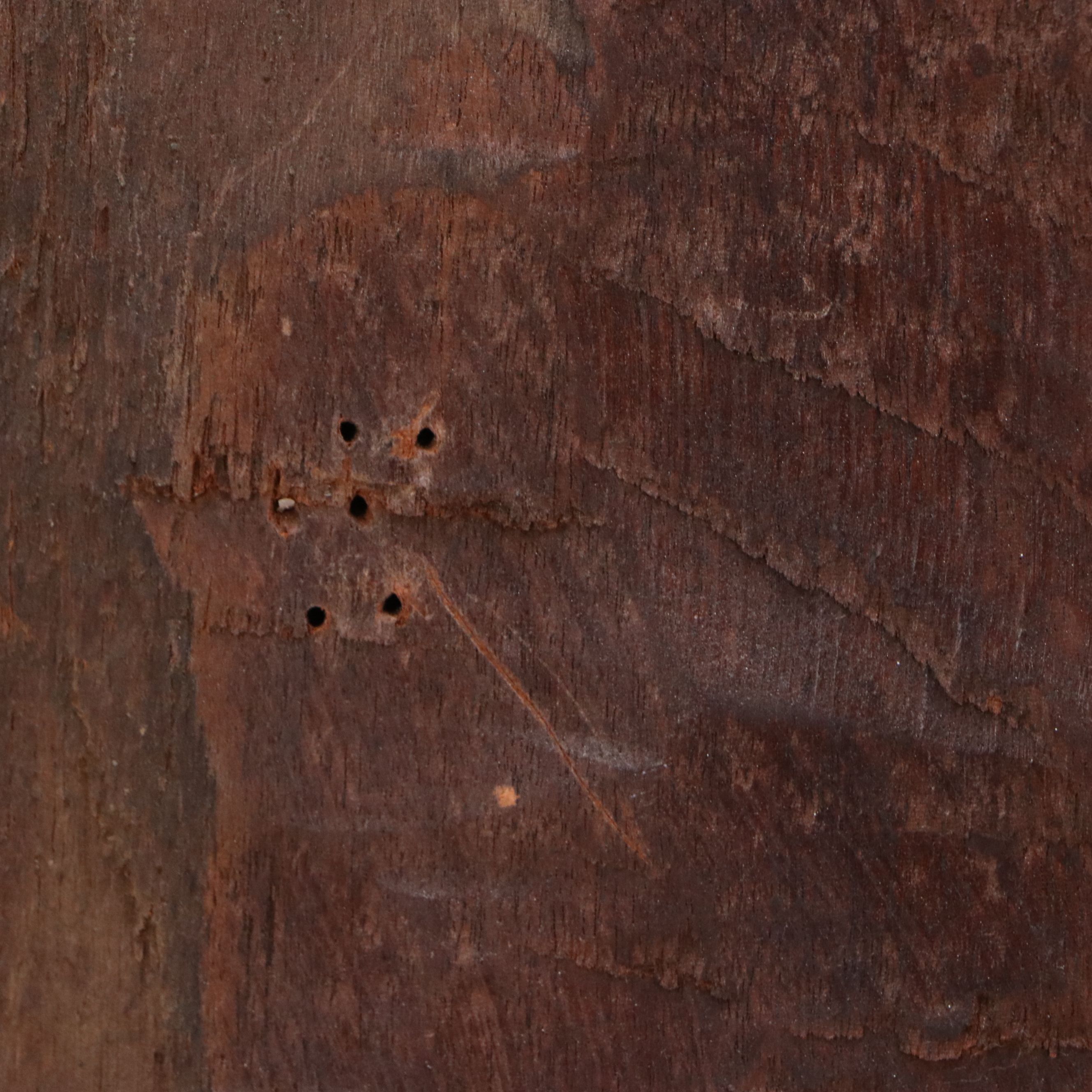 Hand-Carved Wooden Plaque Depicting Man and Sheep