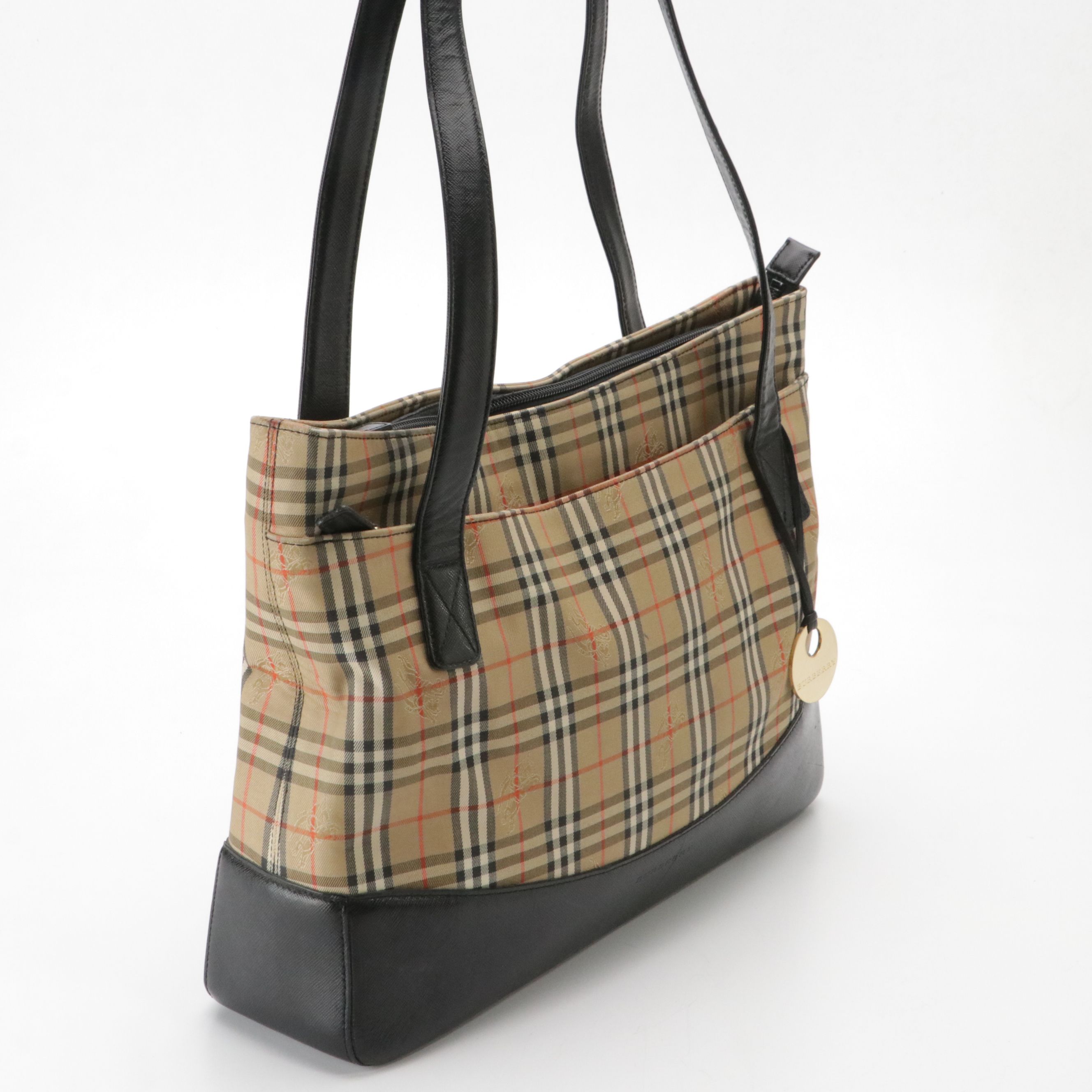 Burberry Front Pocket Shoulder Bag in Haymarket Check Canvas & Saffiano Leather