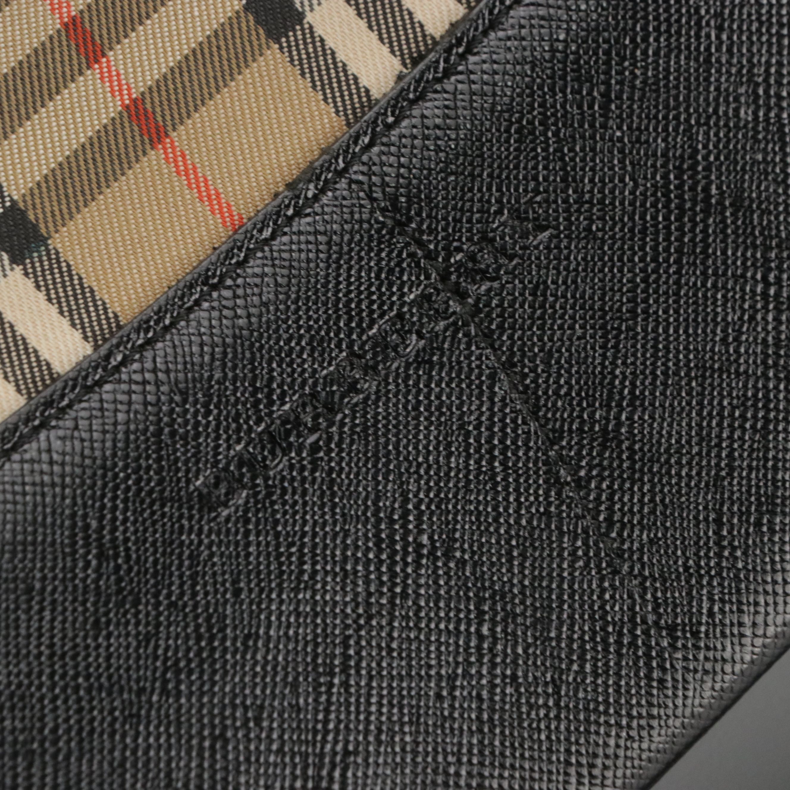 Burberry Front Pocket Shoulder Bag in Haymarket Check Canvas & Saffiano Leather