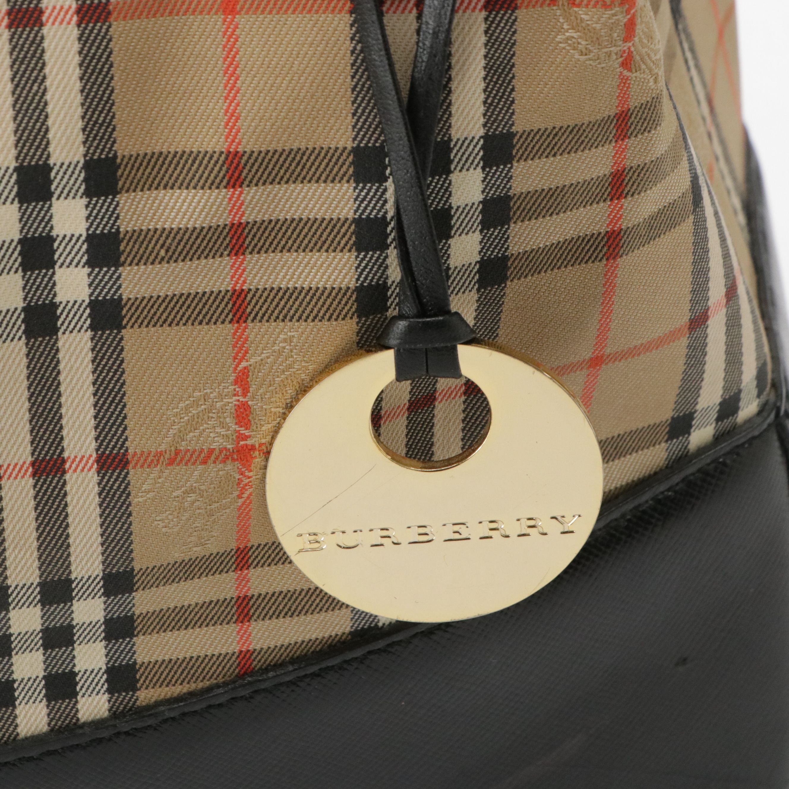 Burberry Front Pocket Shoulder Bag in Haymarket Check Canvas & Saffiano Leather