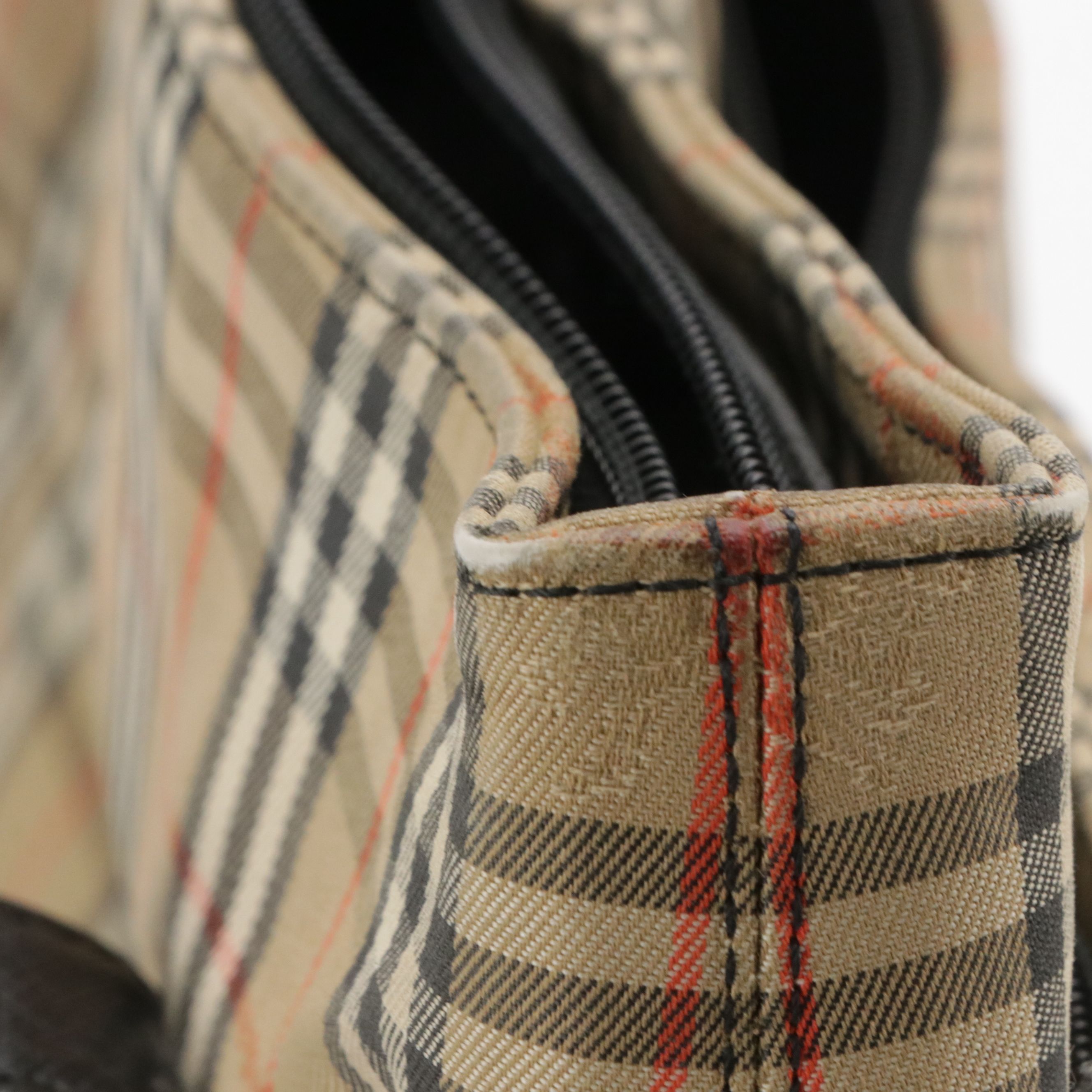 Burberry Front Pocket Shoulder Bag in Haymarket Check Canvas & Saffiano Leather