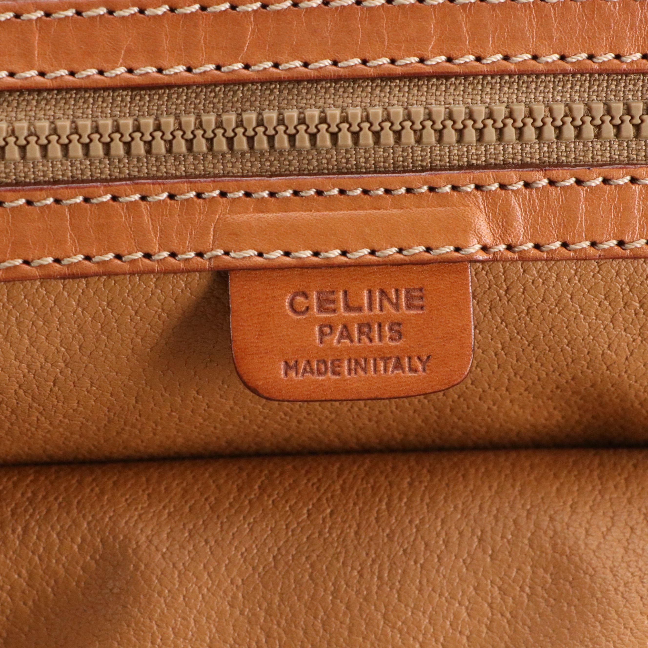 Celine Dome Handbag in Macadam Canvas with Leather Trim