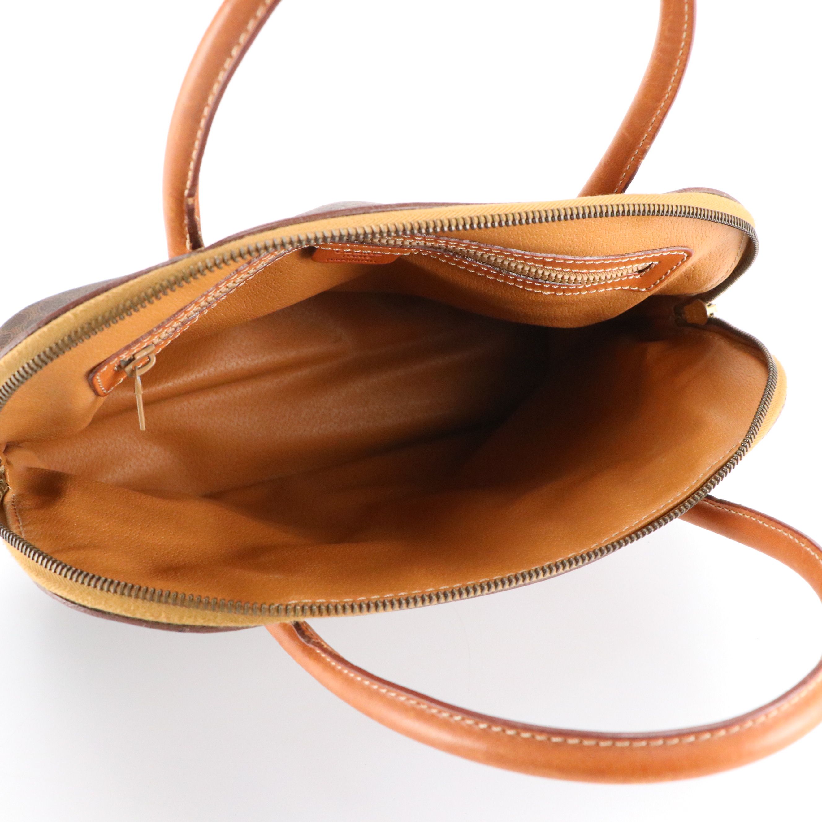 Celine Dome Handbag in Macadam Canvas with Leather Trim