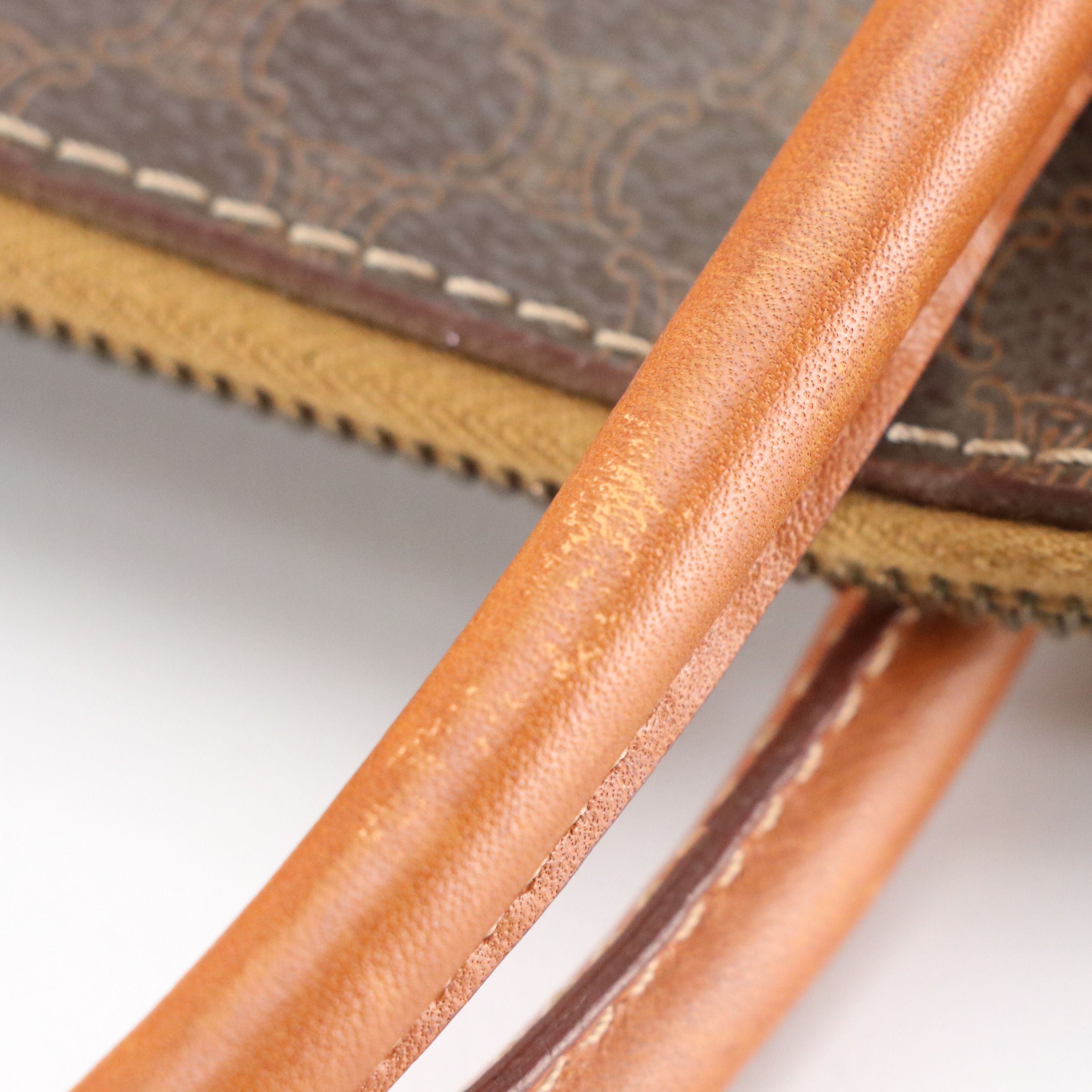 Celine Dome Handbag in Macadam Canvas with Leather Trim