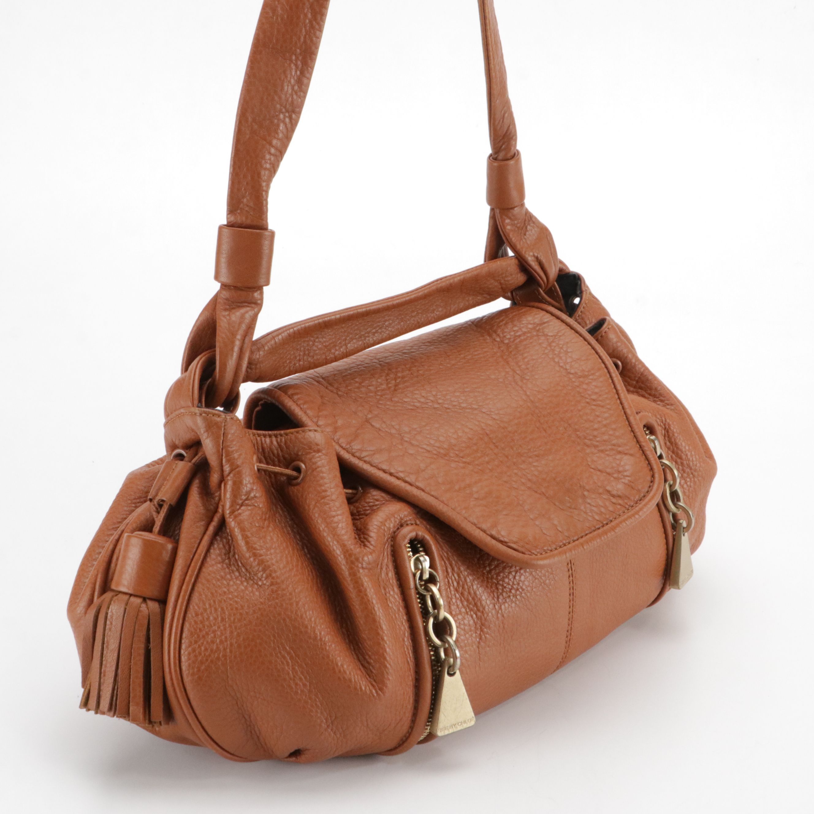 See by Chloé Grain Leather Shoulder Bag with Tassel