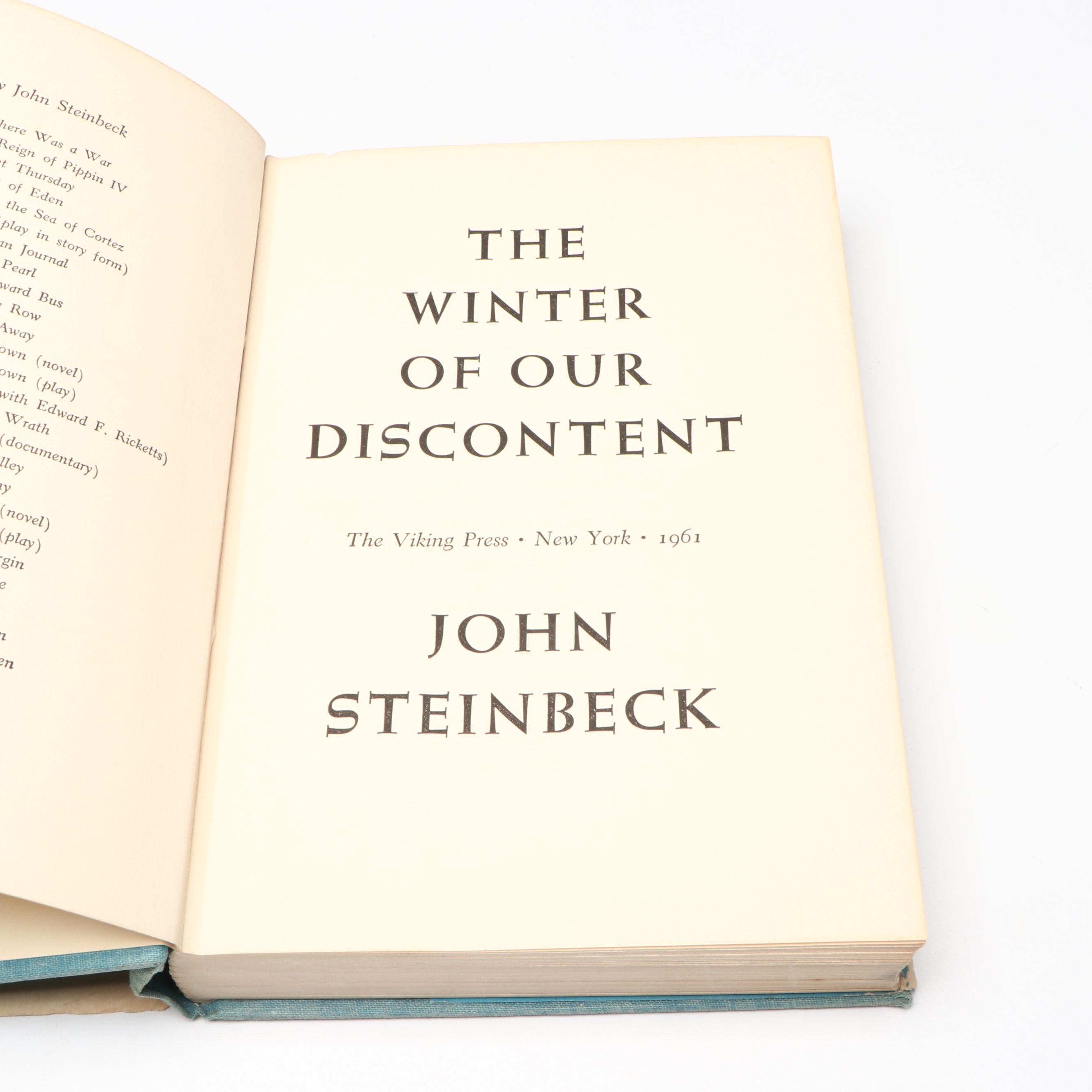 First Edition "The Winter of Our Discontent" by John Steinbeck, 1961