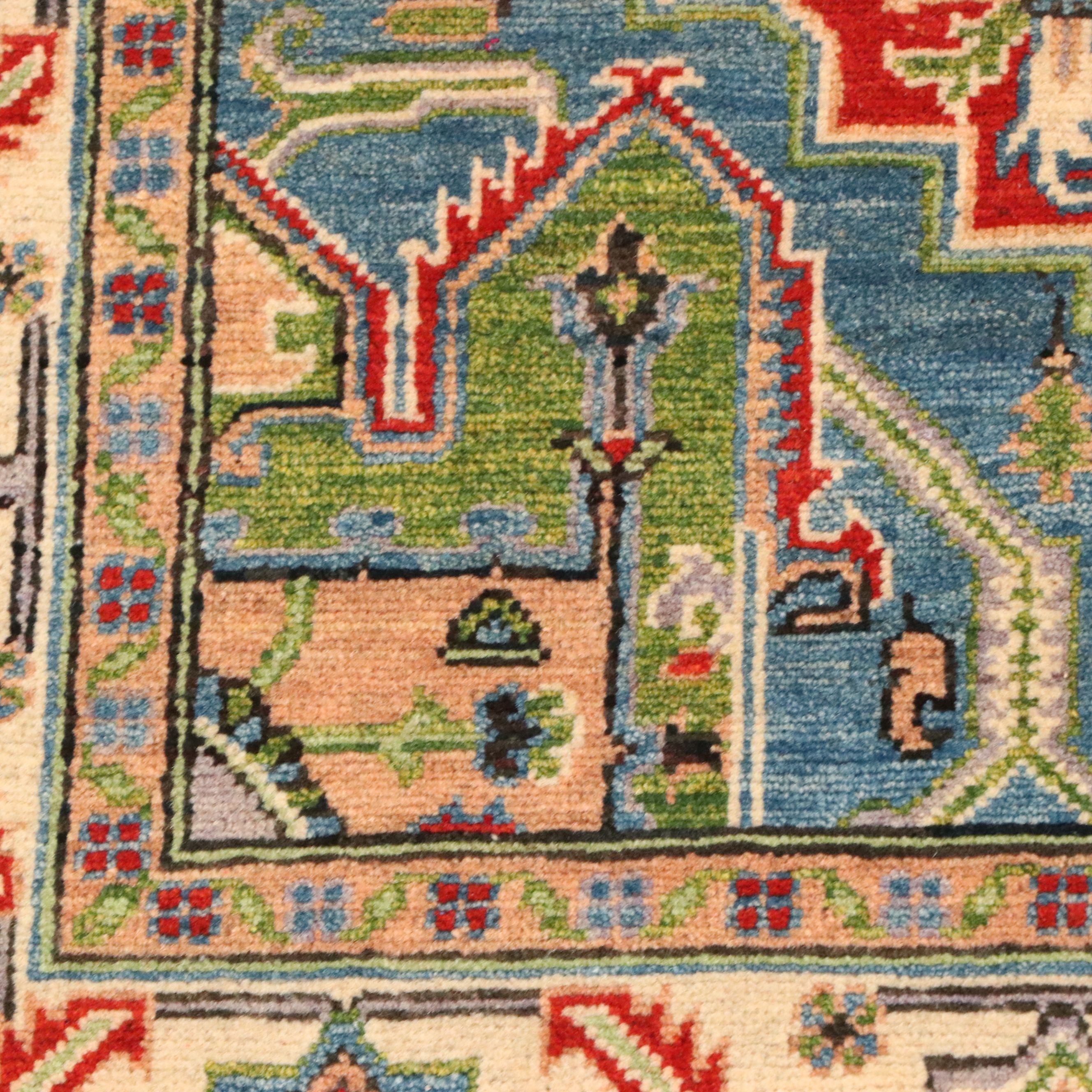 5'2 x 7'1 Hand-Knotted Afghan Kazak Area Rug