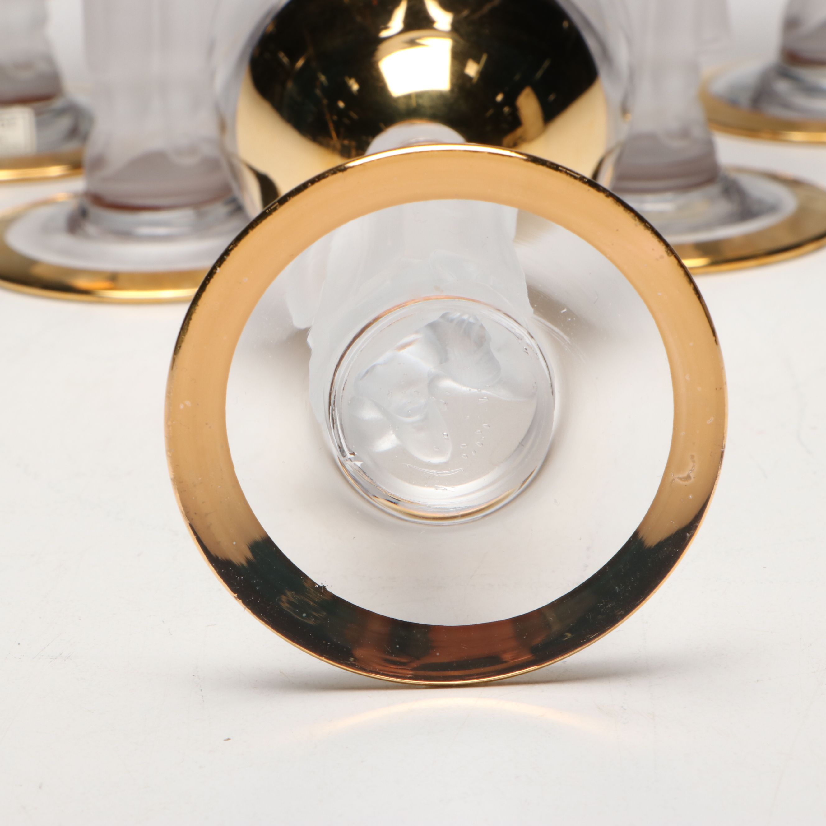 Bayel French "Napoleon" Gilt Crystal Champagne Coupes, Mid-20th Century