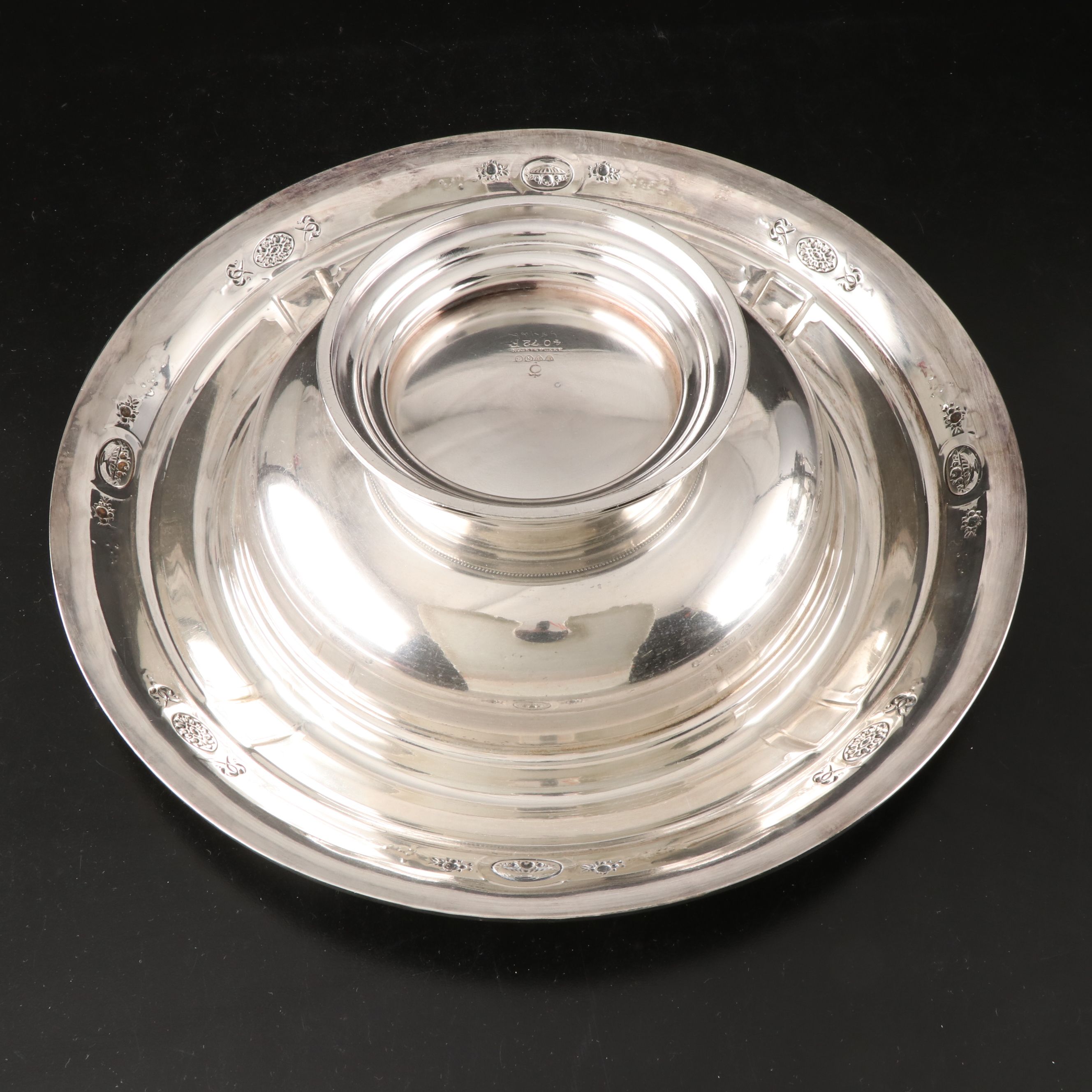 Reed & Barton Silver Plate Console Bowl with Sheridan and Other Serveware