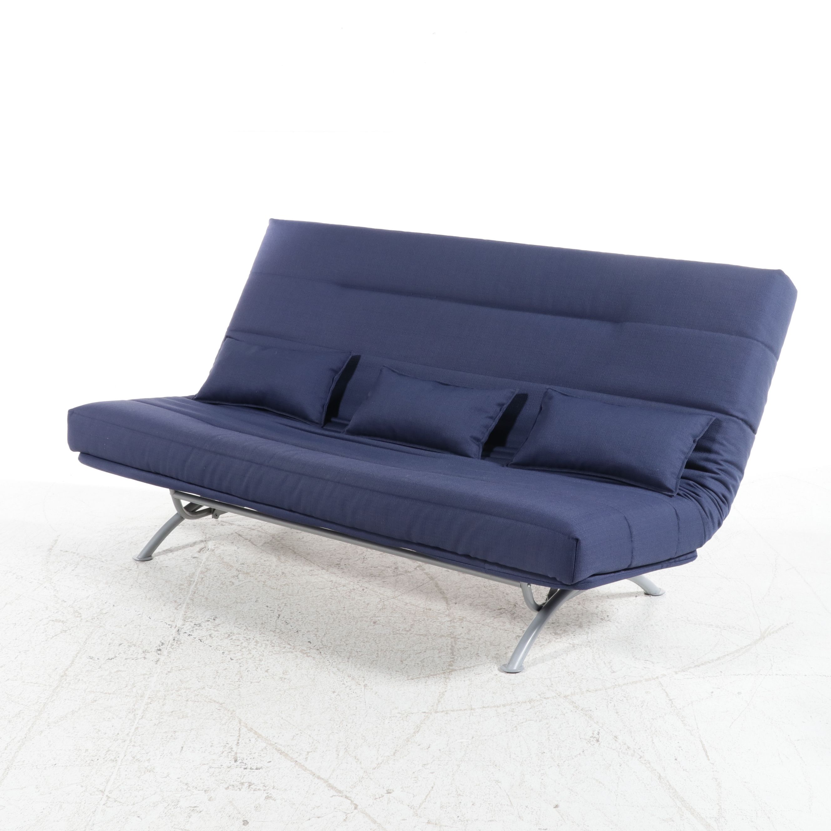 Contemporary Metal Frame Upholstered Futon