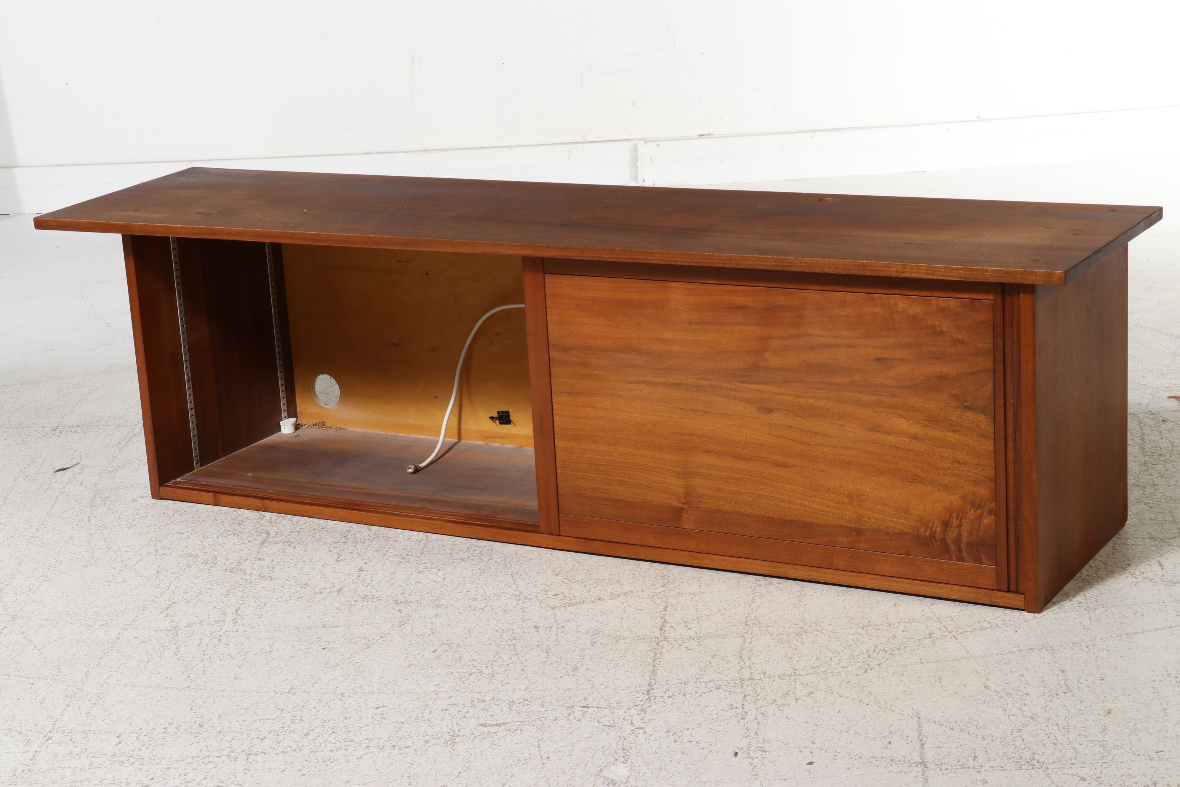 Gino Russo Handcrafted Mid Century Modern Style Walnut Media Console
