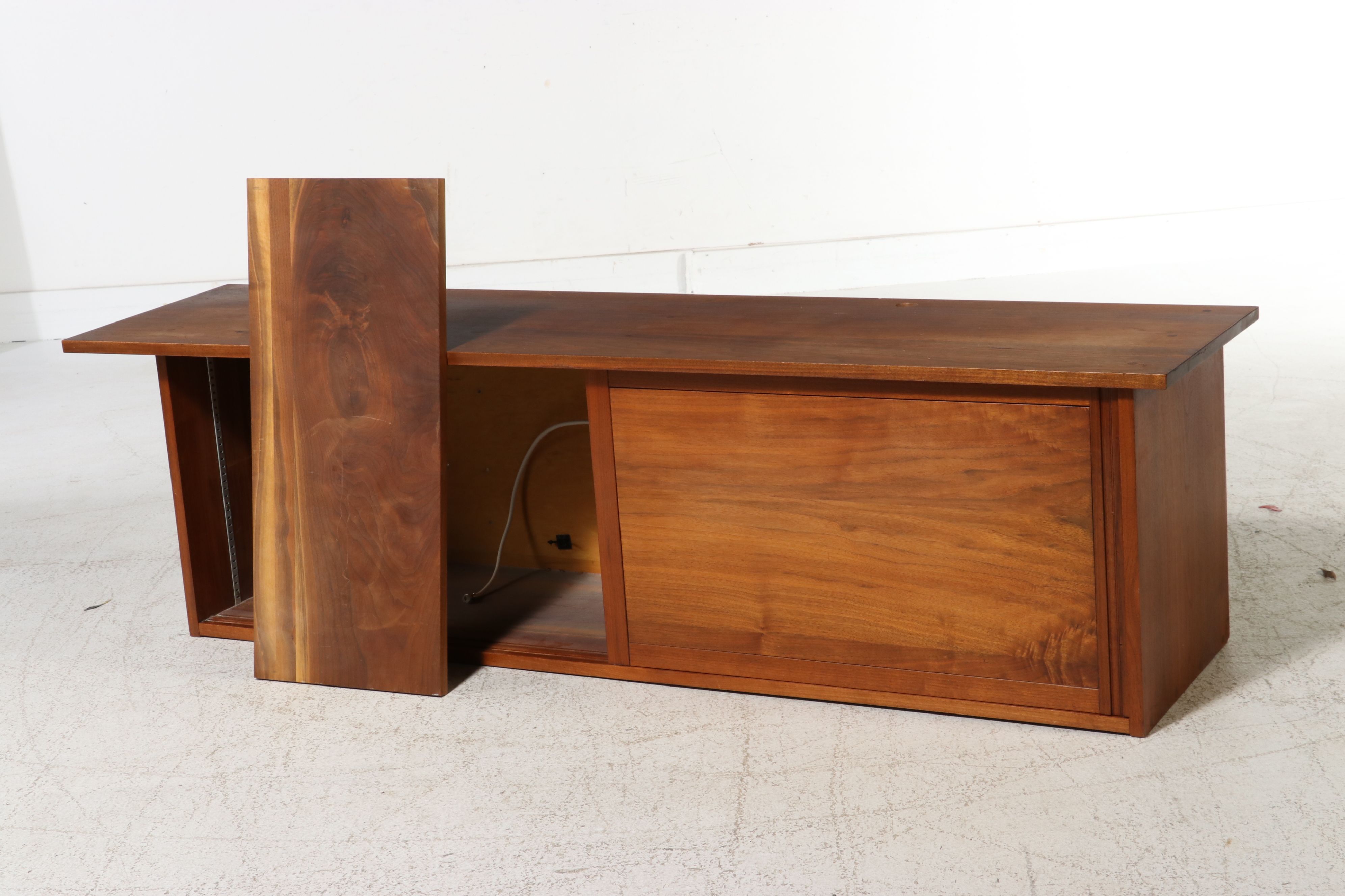 Gino Russo Handcrafted Mid Century Modern Style Walnut Media Console
