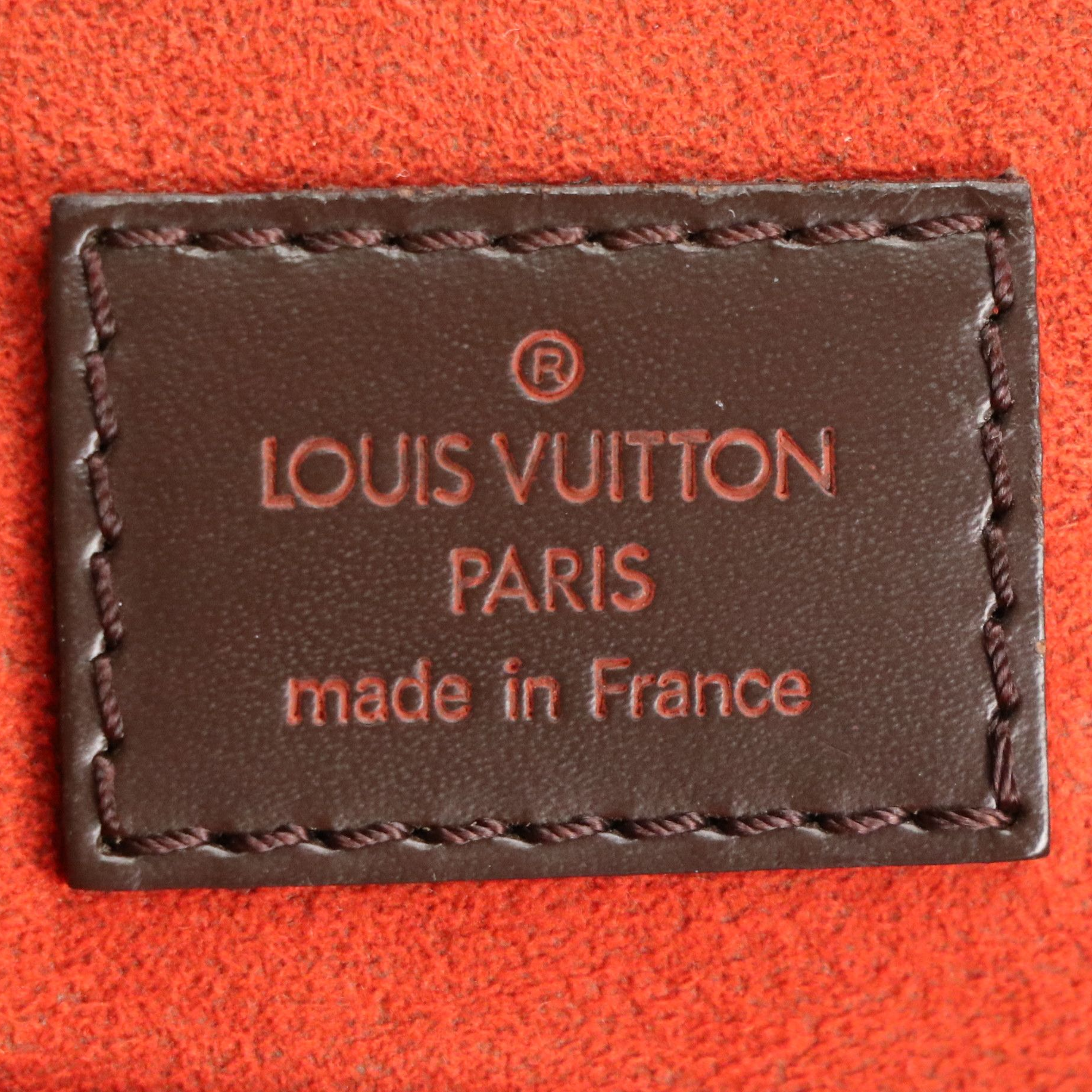 Louis Vuitton Sac Plat Tote Bag in Damier Ebene Canvas and Brown Leather