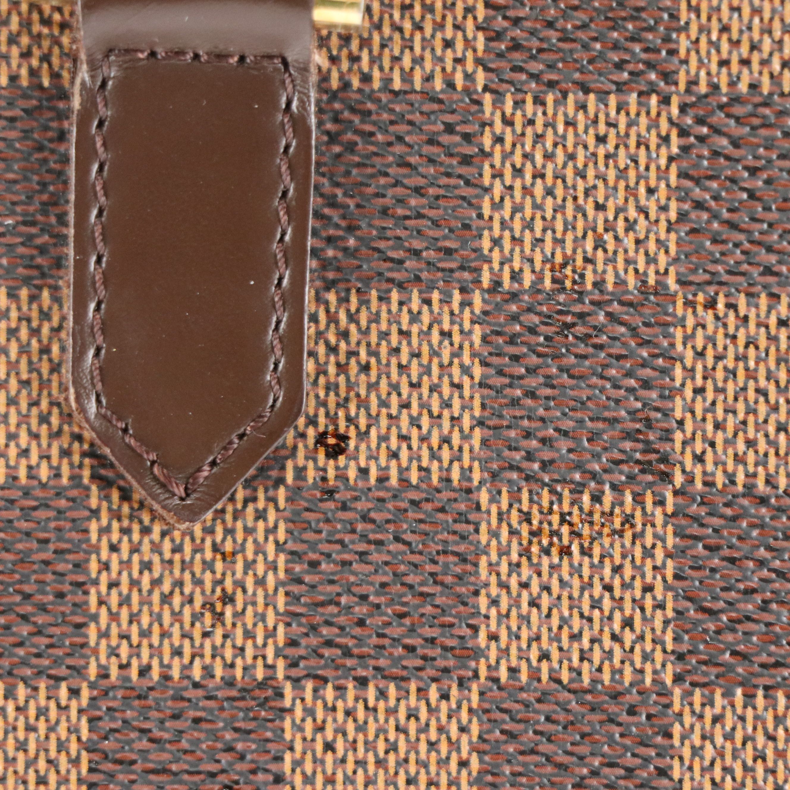 Louis Vuitton Sac Plat Tote Bag in Damier Ebene Canvas and Brown Leather