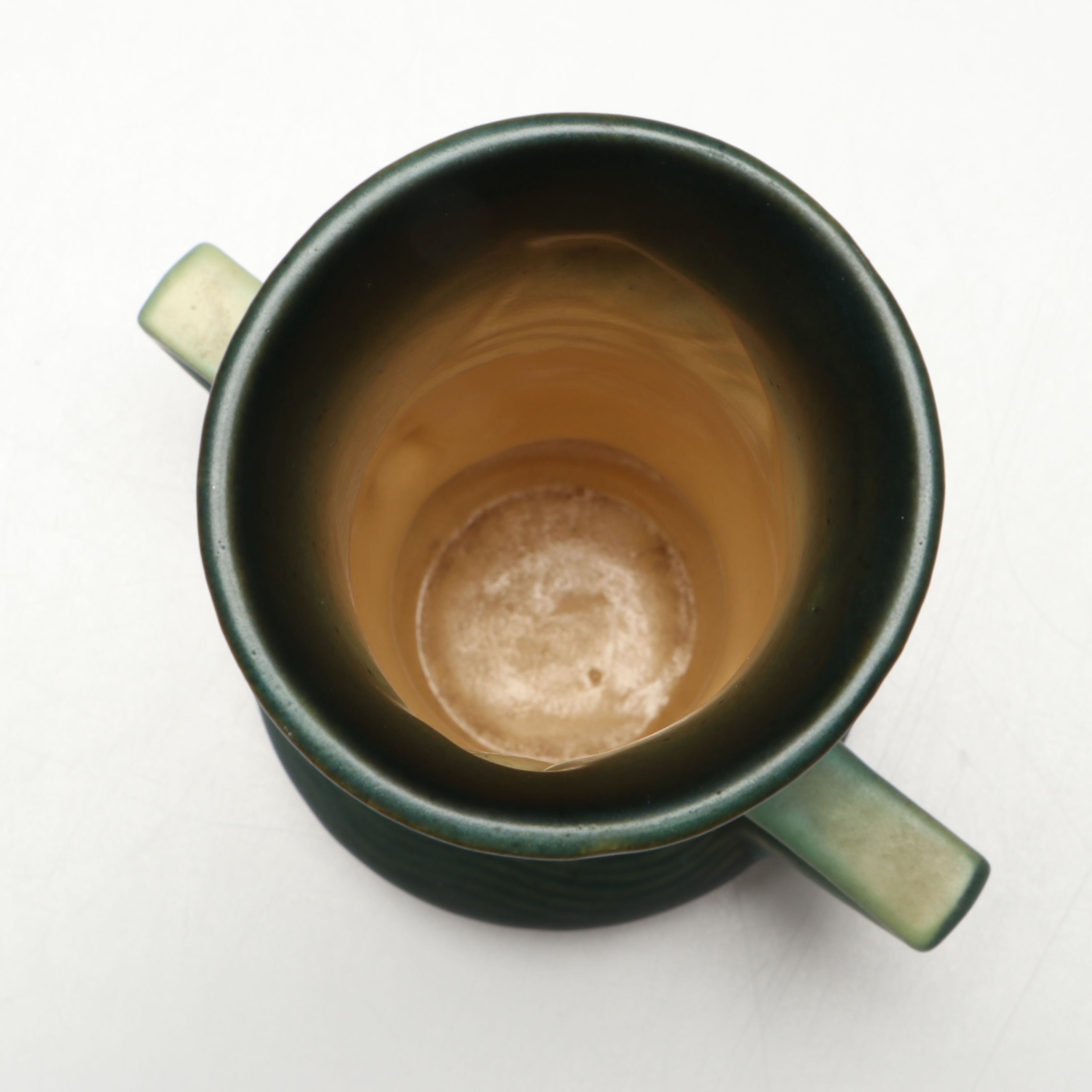 Roseville Pottery "Freesia" Green Ceramic Vase and Candle Holders, Mid-20th C.